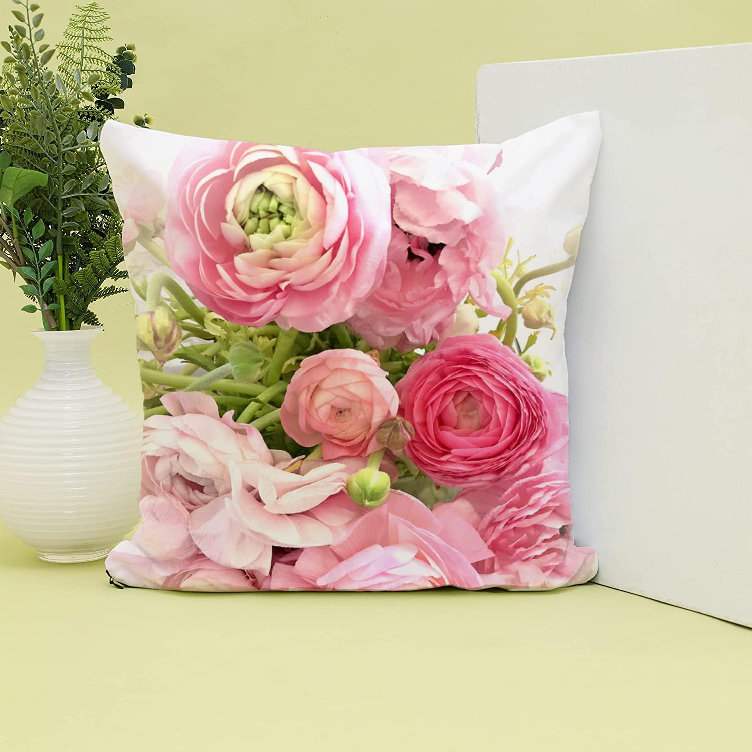 Thumbnail 5 de HUASHUZI 2PcBt-CushionCover-Pink Rose kussensloop, 40 x 40 cm, roze bloemen
