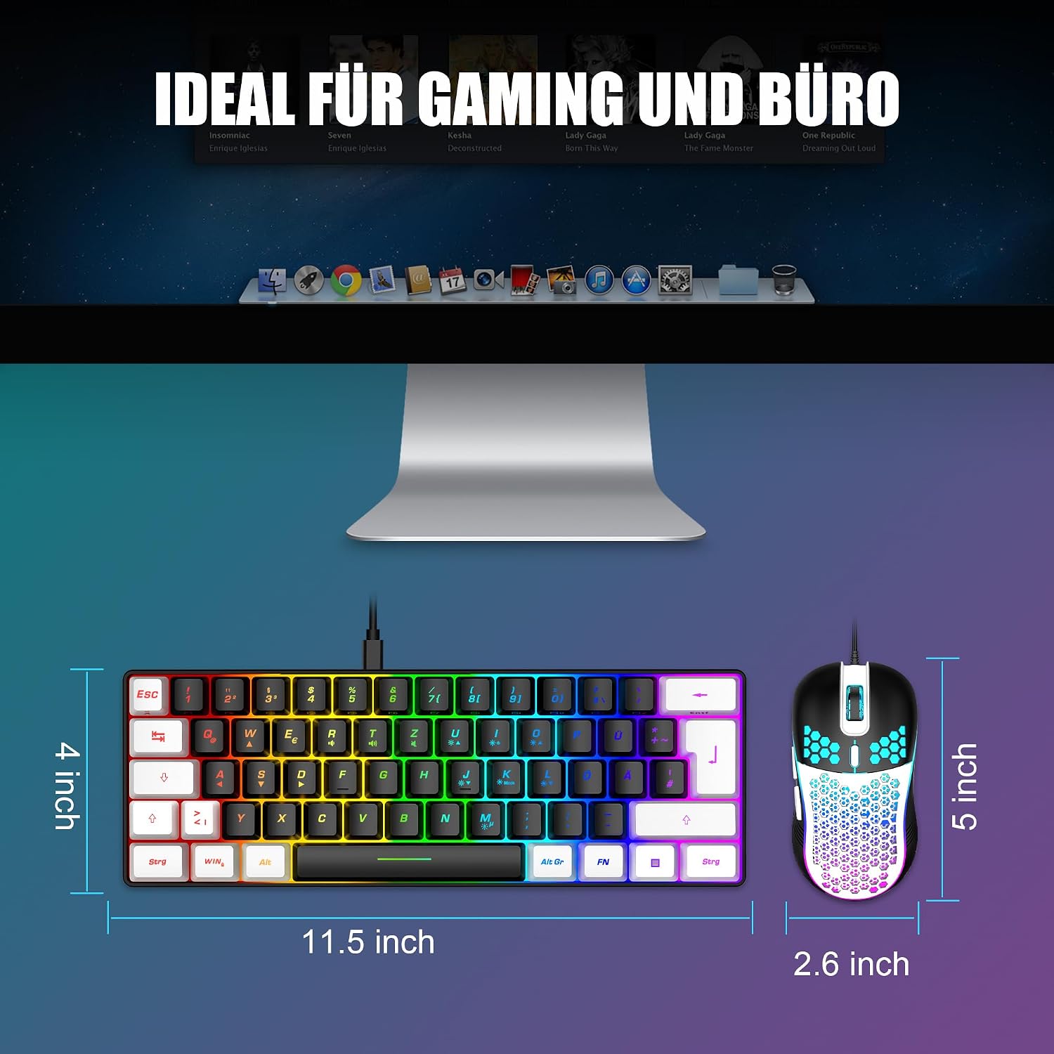 Thumbnail 4 de RedThunder 60% RGB Gaming Tastatur und Maus Set