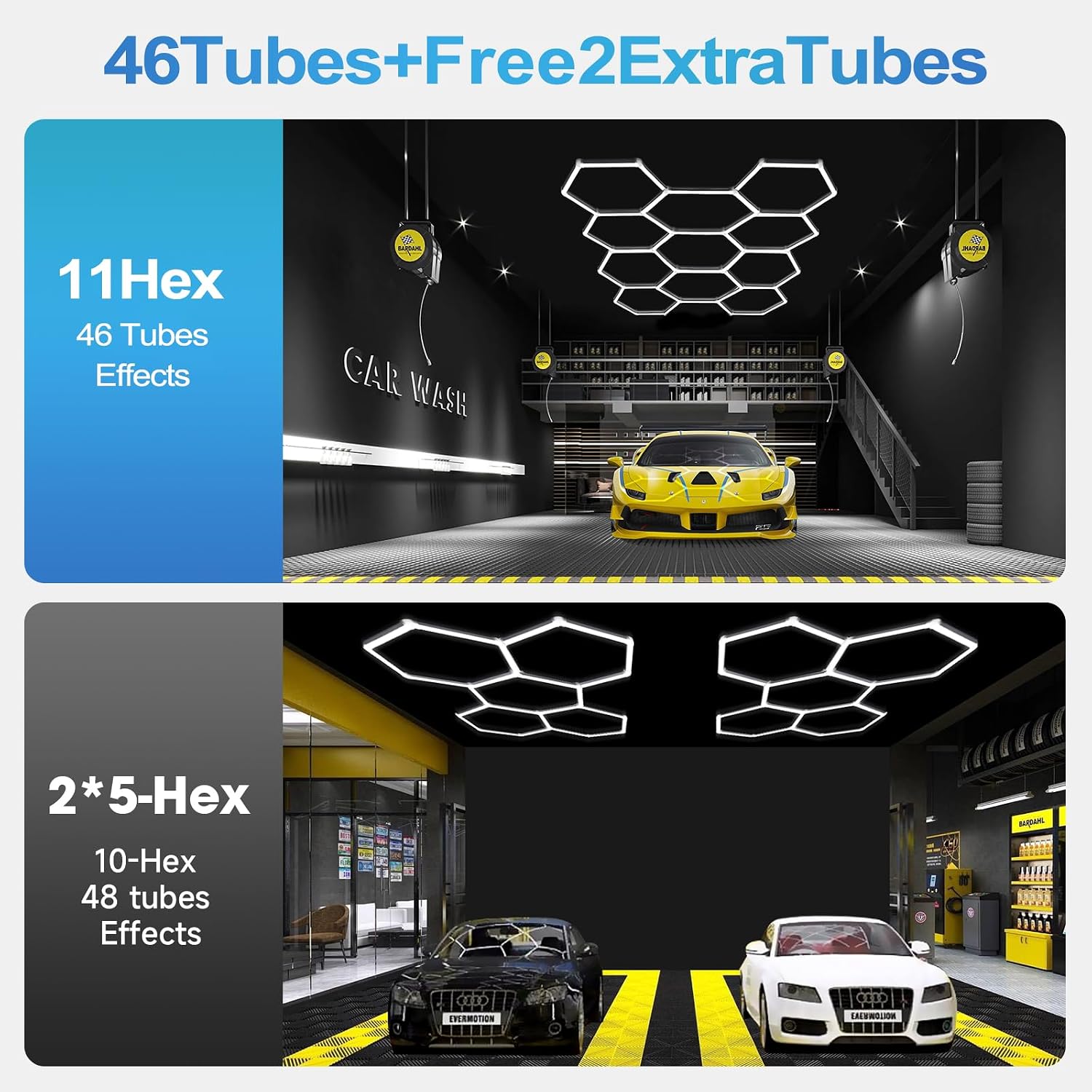 Detalle 2 de LZHOME hexagon led garage light dimmable, 11-Grid, 26,400 lm LED Ceiling Light