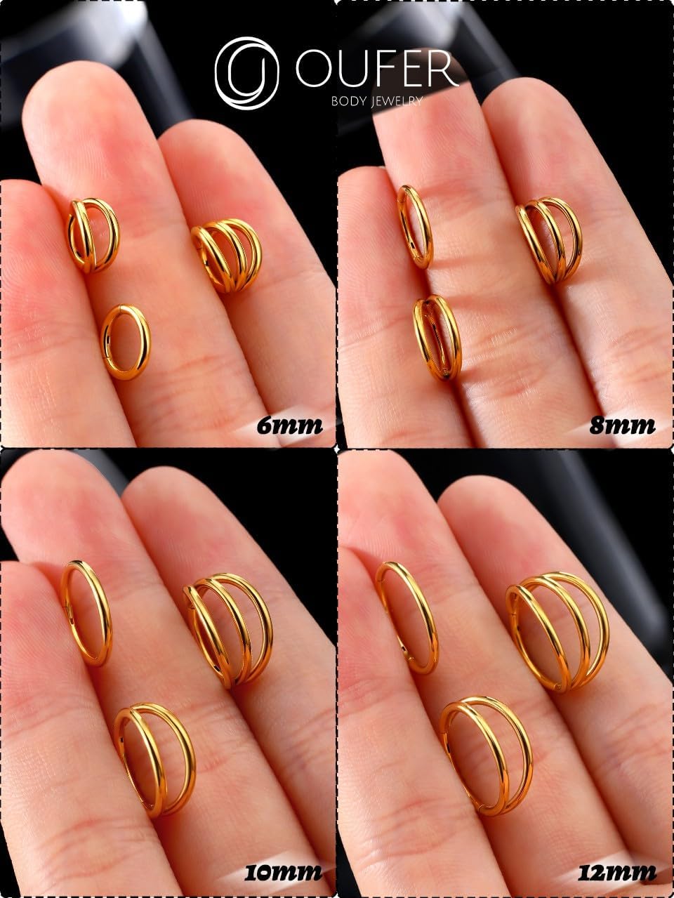 Thumbnail 6 de OUFER Cartilage Earring Hoops 3pcs 16G 316L