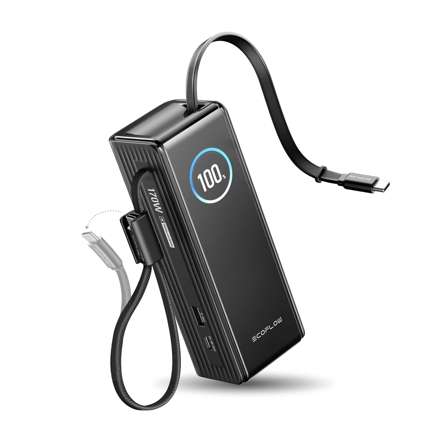 Detalle de EF ECOFLOW RAPID Power Bank 25,000mAh, 170W, Dual Built-In USB-C Cables