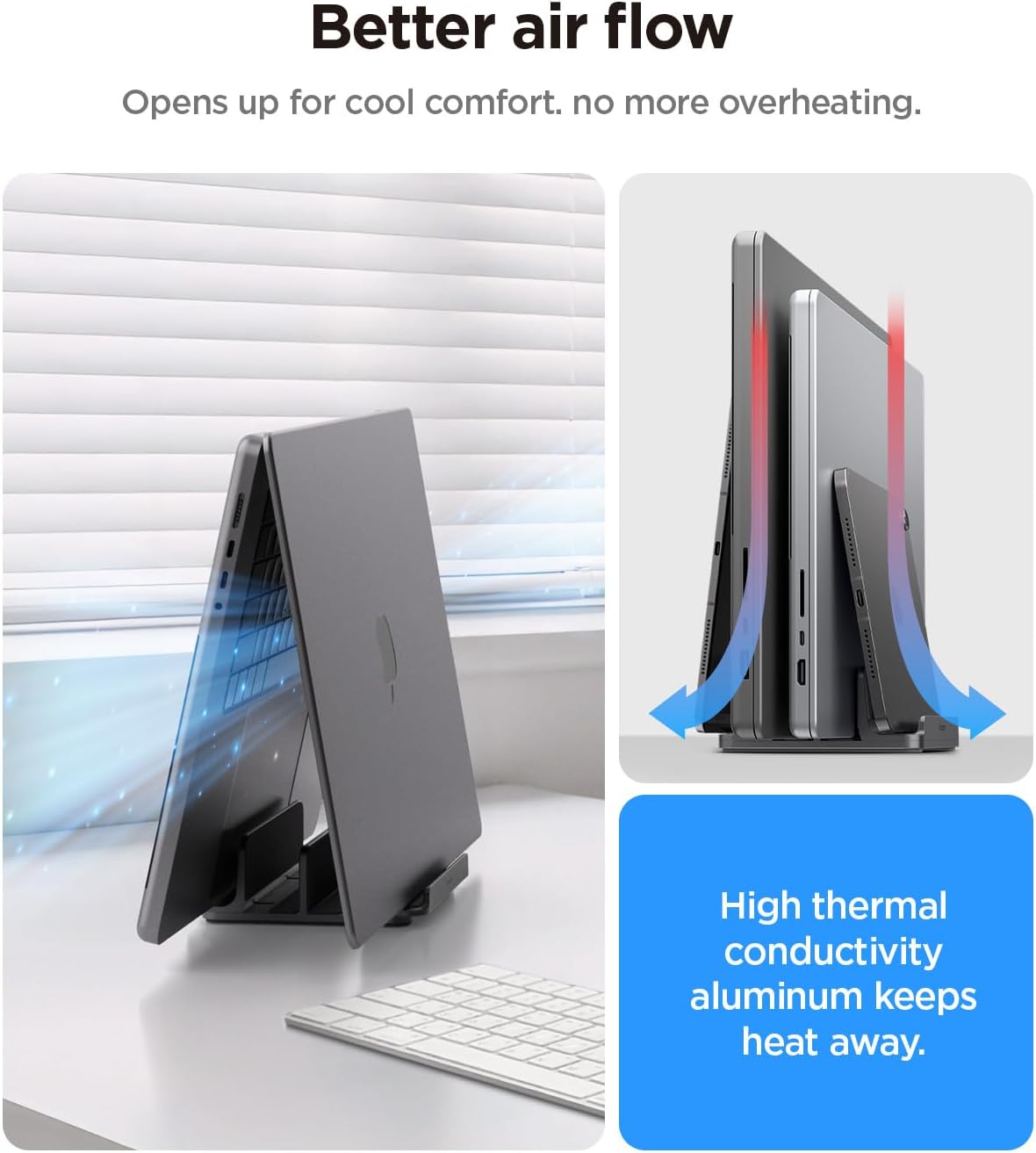 Thumbnail 5 de Spigen Support Vertical Support Vertical 4-en-1 en aluminium (jusqu’à 4 appareils) pour ordinateur portable, tablette et smartphone