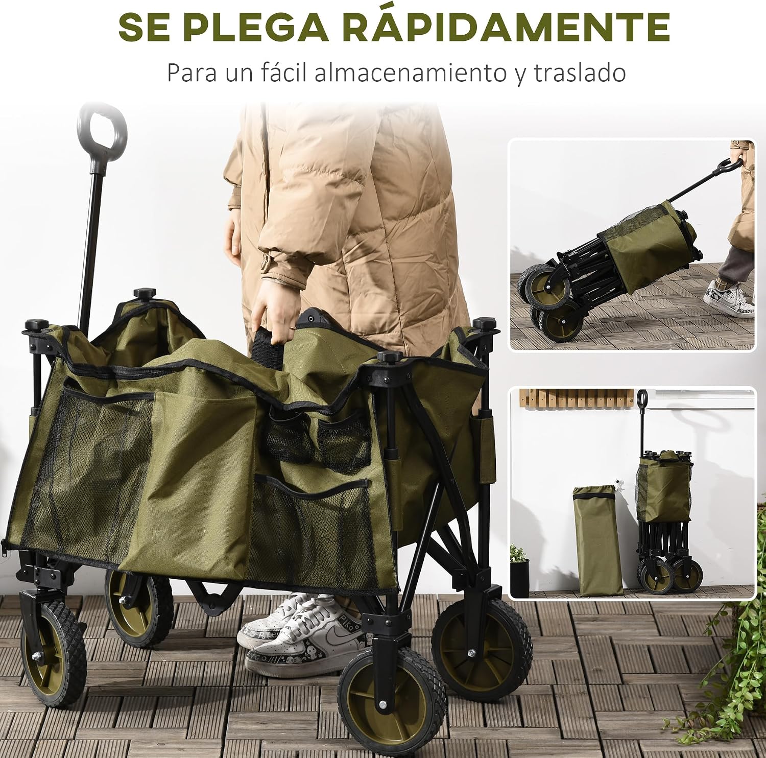 Detalle 2 de Outsunny Carro Plegable de Jardín 100 kg