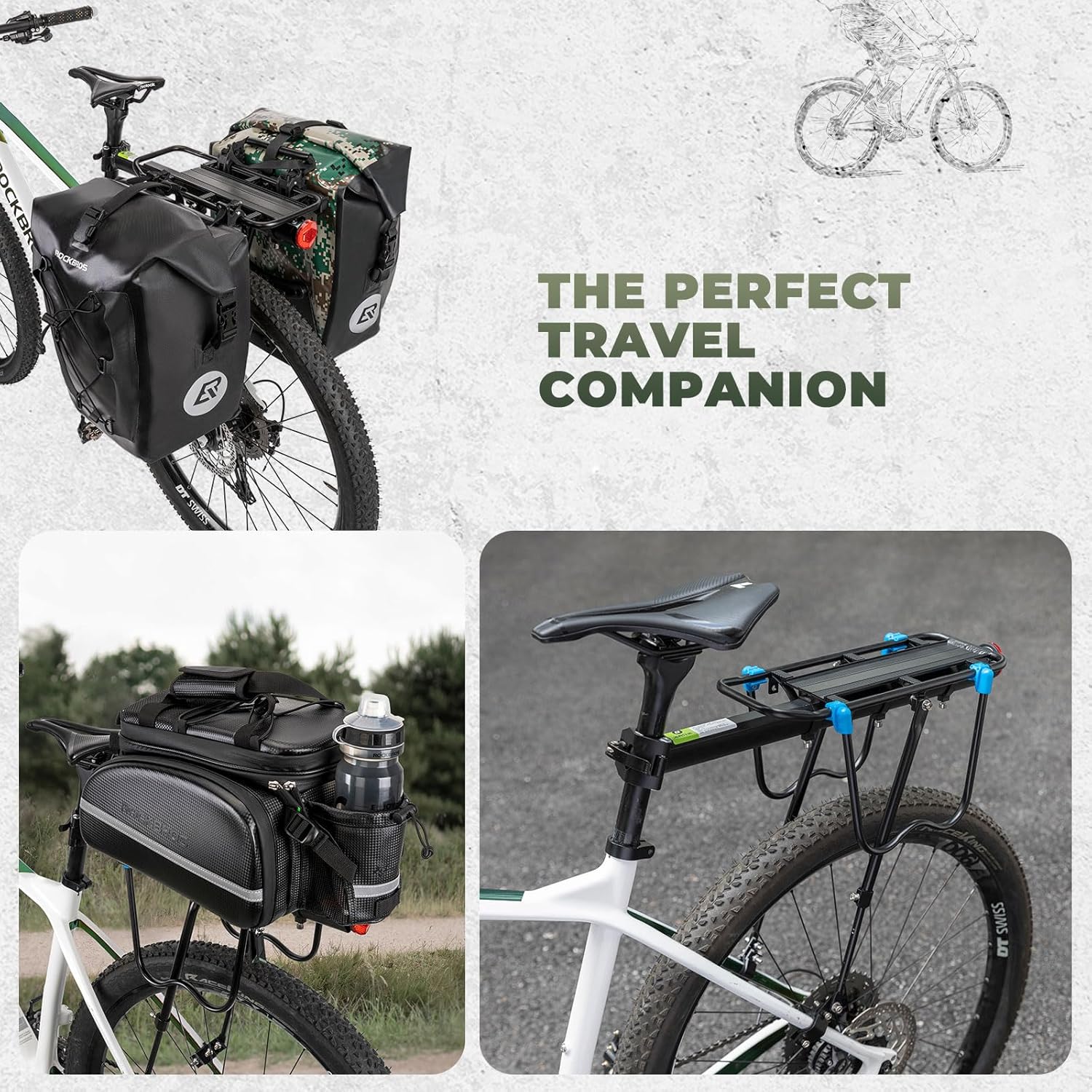 Thumbnail 6 de ROCKBROS portapacchi posteriore in alluminio per bici (MTB 24–29” e bici da strada), con riflettore