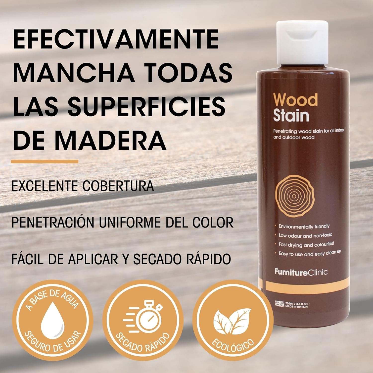 Detalle 2 de Furniture Clinic Tinte roble oscuro 500 ml 🪵