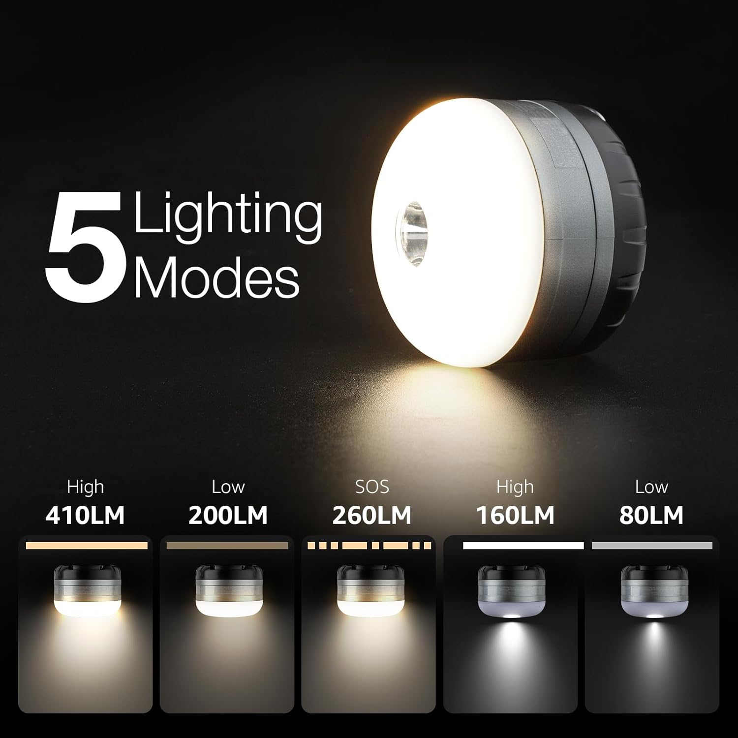 Detalle 2 de LE Lighting EVER lampe de camping rechargeable LED à 3 modes et fonction batterie externe
