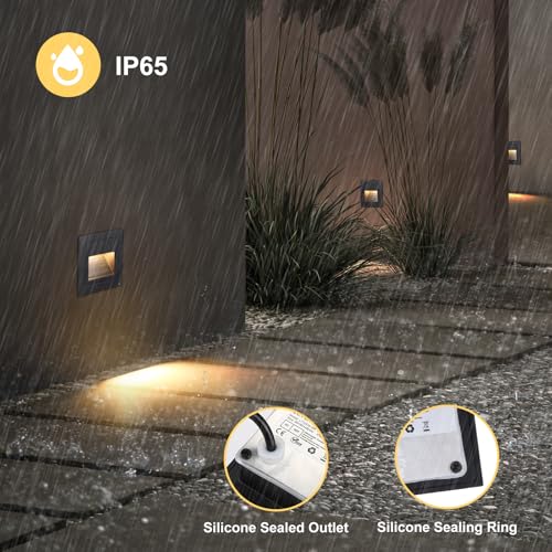 Detalle de VivaLet 8 Piezas Luz LED Escaleras 3W 300LM 230V IP65 - Caja Empotrada 68mm, Cuadrado Negro