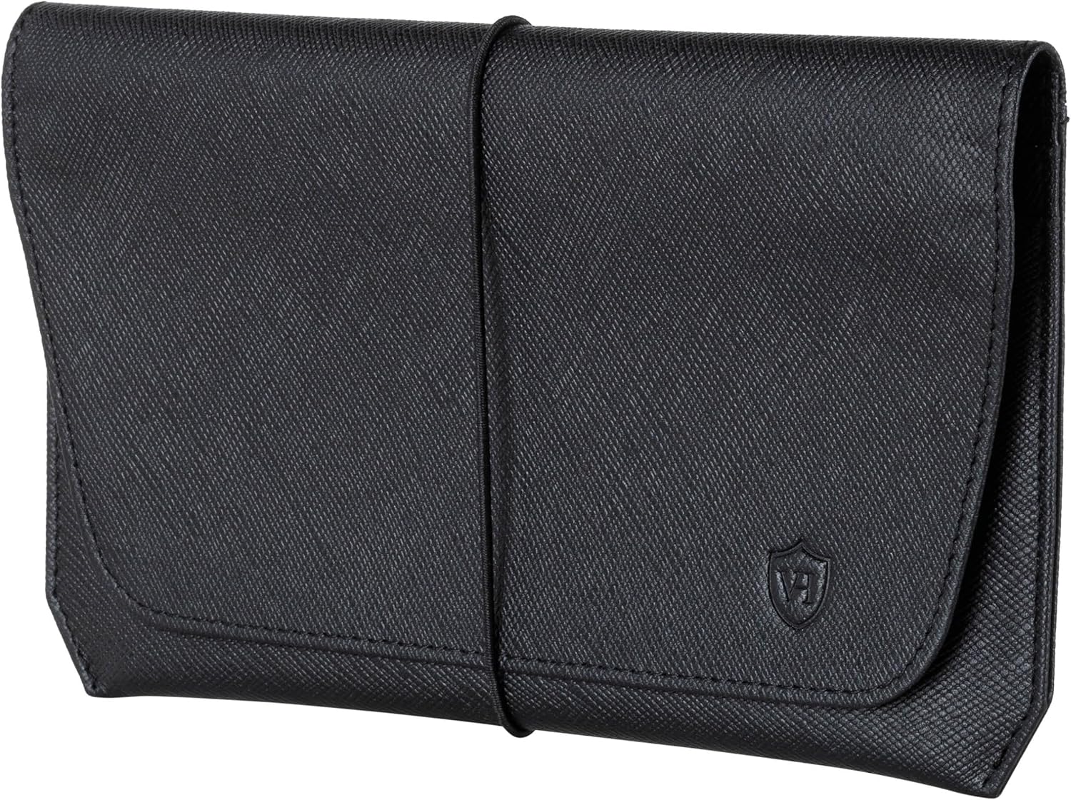 VON HEESEN Leder-Reisepasshülle mit RFID-Schutz – Passport-Organizer aus Nappaleder (Saffiano Schwarz)