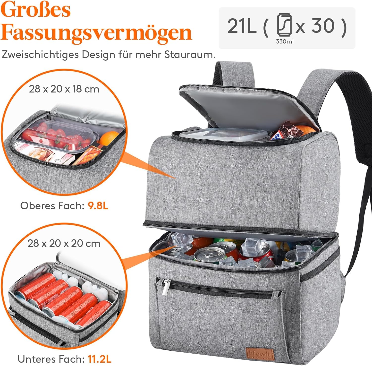 Detalle 2 de Lifewit 21 L Kühltasche 30 Dosen