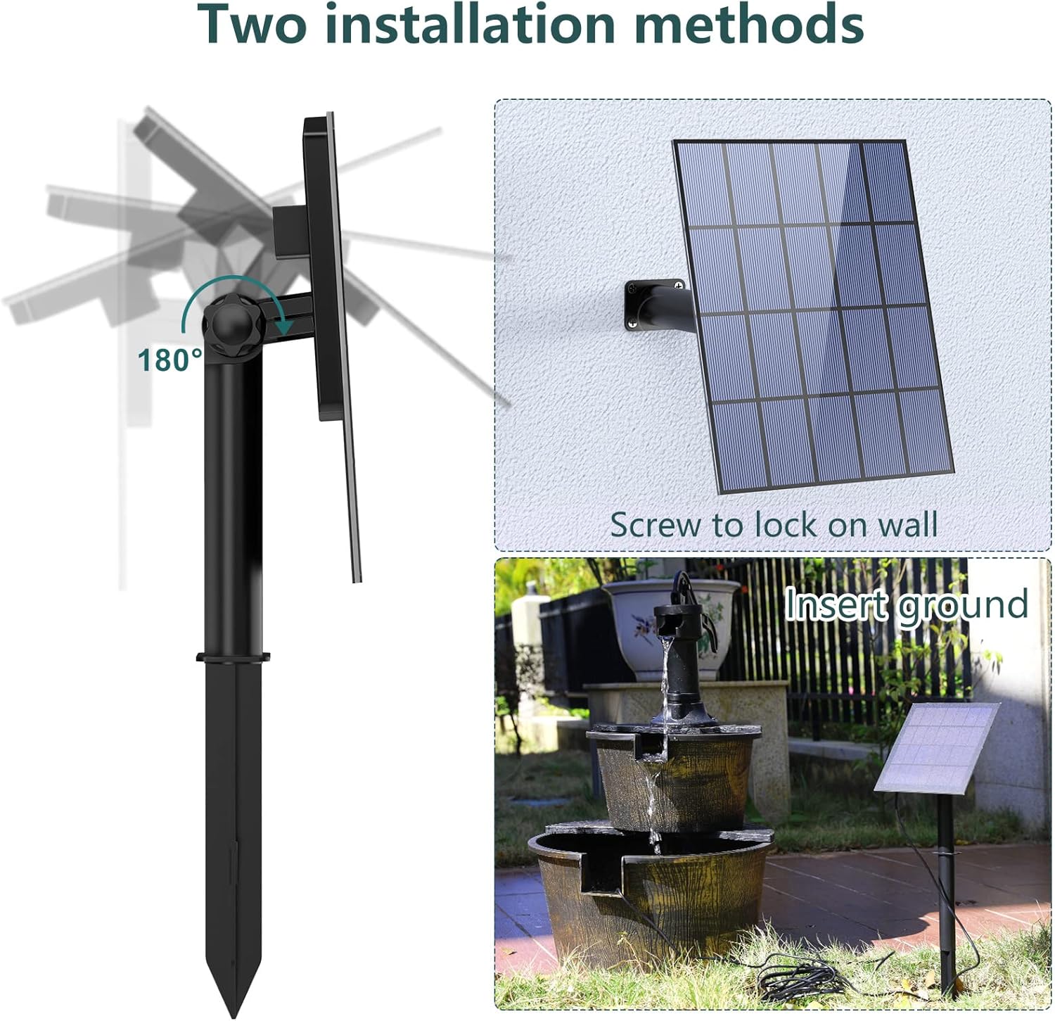 Detalle 2 de AMZtime Solar Fountain Pump (DIY 3.5W) with 16 nozzles for bird bath, garden and pond