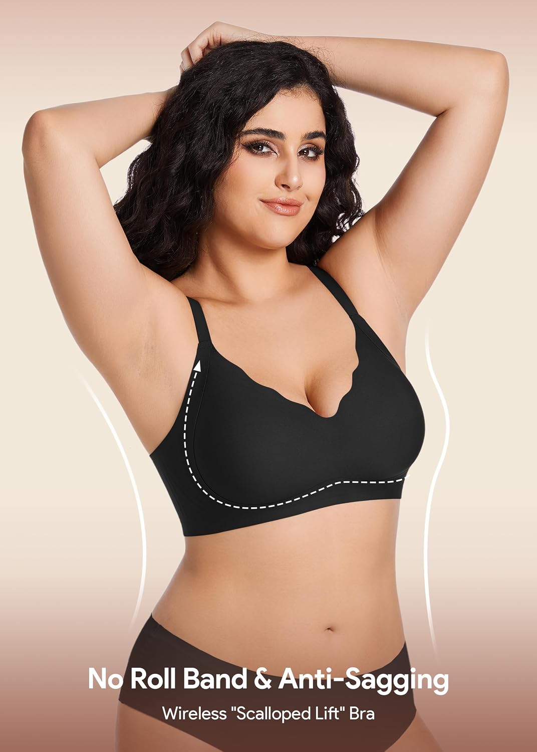 Detalle de HBselect Seamless Wireless Jelly Bras, 3-Pack with Adjustable Straps