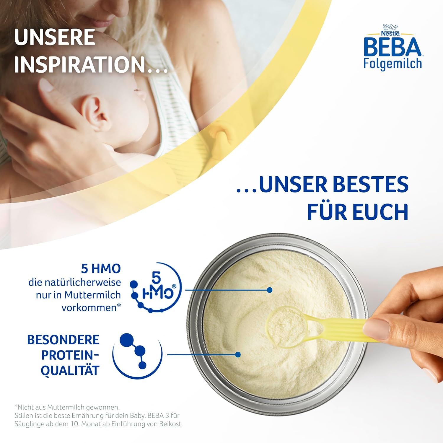 Detalle de BEBA 3 Folgemilch ab dem 10. Monat – 3er Pack (3 × 800 g) mit 5 HMO-Komplex