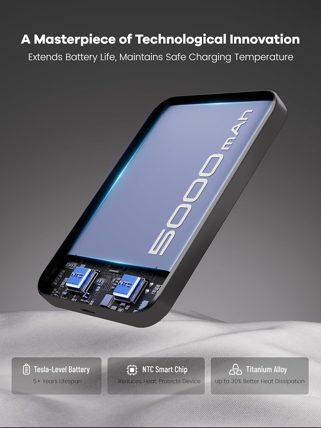 Thumbnail 5 de Catmart V11 Magnetic Power Bank, 5,000mAh Titanium, 0.3-Inch Slim Design