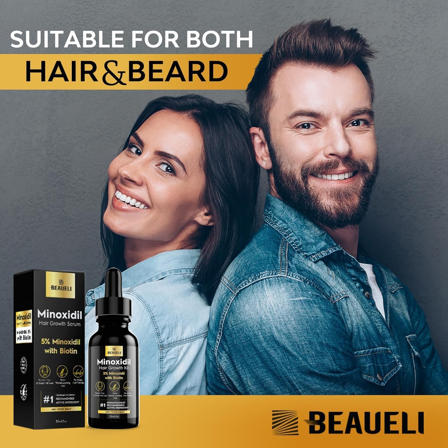 Thumbnail 6 de Beaueli Minoxidil Beard Growth Kit for Men and Women (3 x 60 mL)