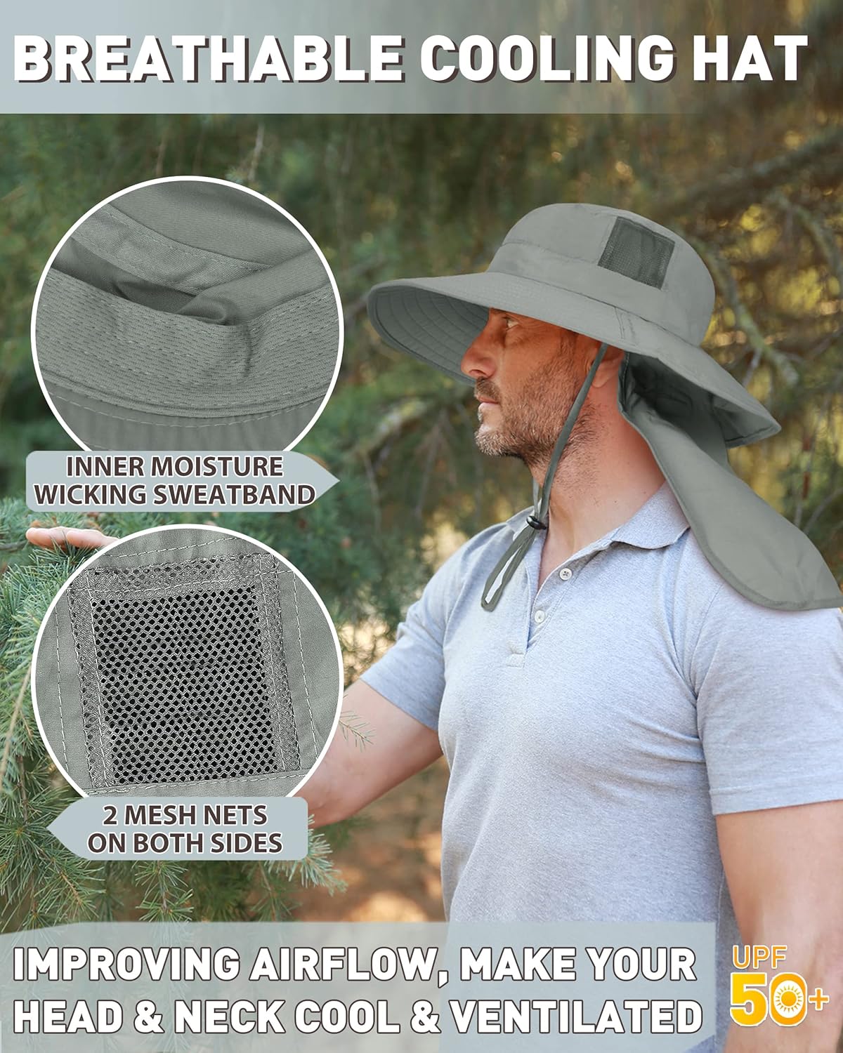 Thumbnail 2 de Kato Tirrinia Outdoor Sonnenhut mit Kinnband – faltbarer Bucket Hut mit Nackenschutz UPF 50+