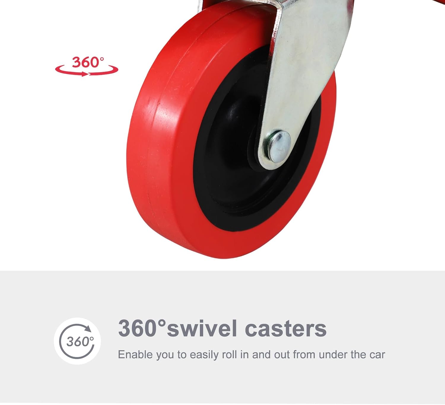 Detalle de DURHAND C21-007 Mechanic’s Creeper, Red, with Padded Headrest and Six Castors