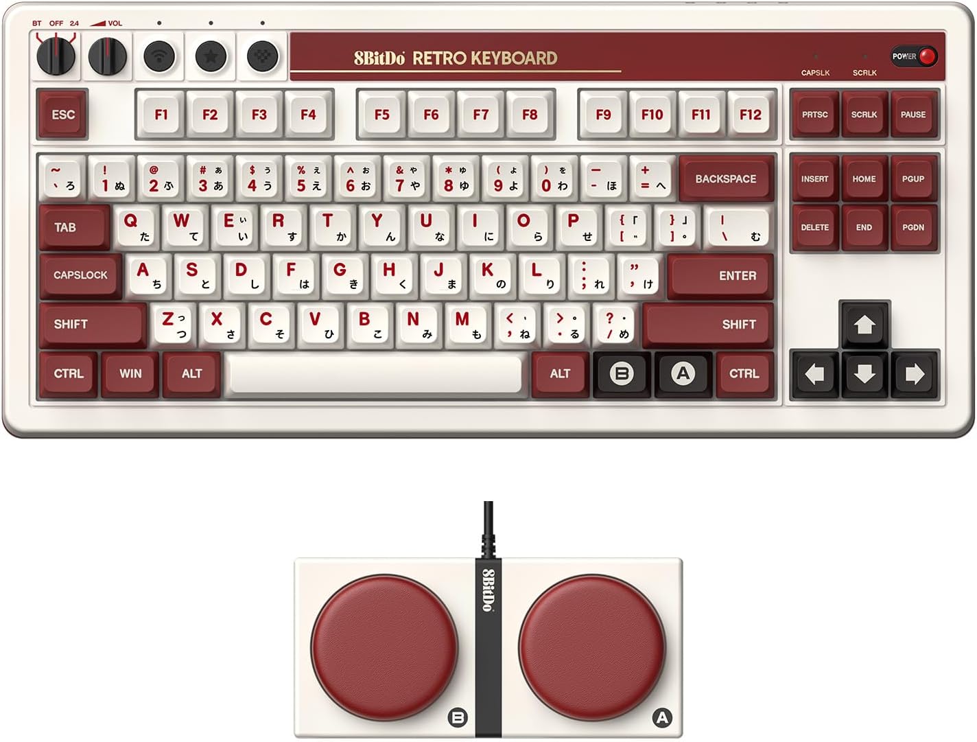 Detalle de 8BitDo Retro Mechanical Keyboard – Fami Edition: 87 Tasten, Hot Swap, Bluetooth/2,4G/USB-C