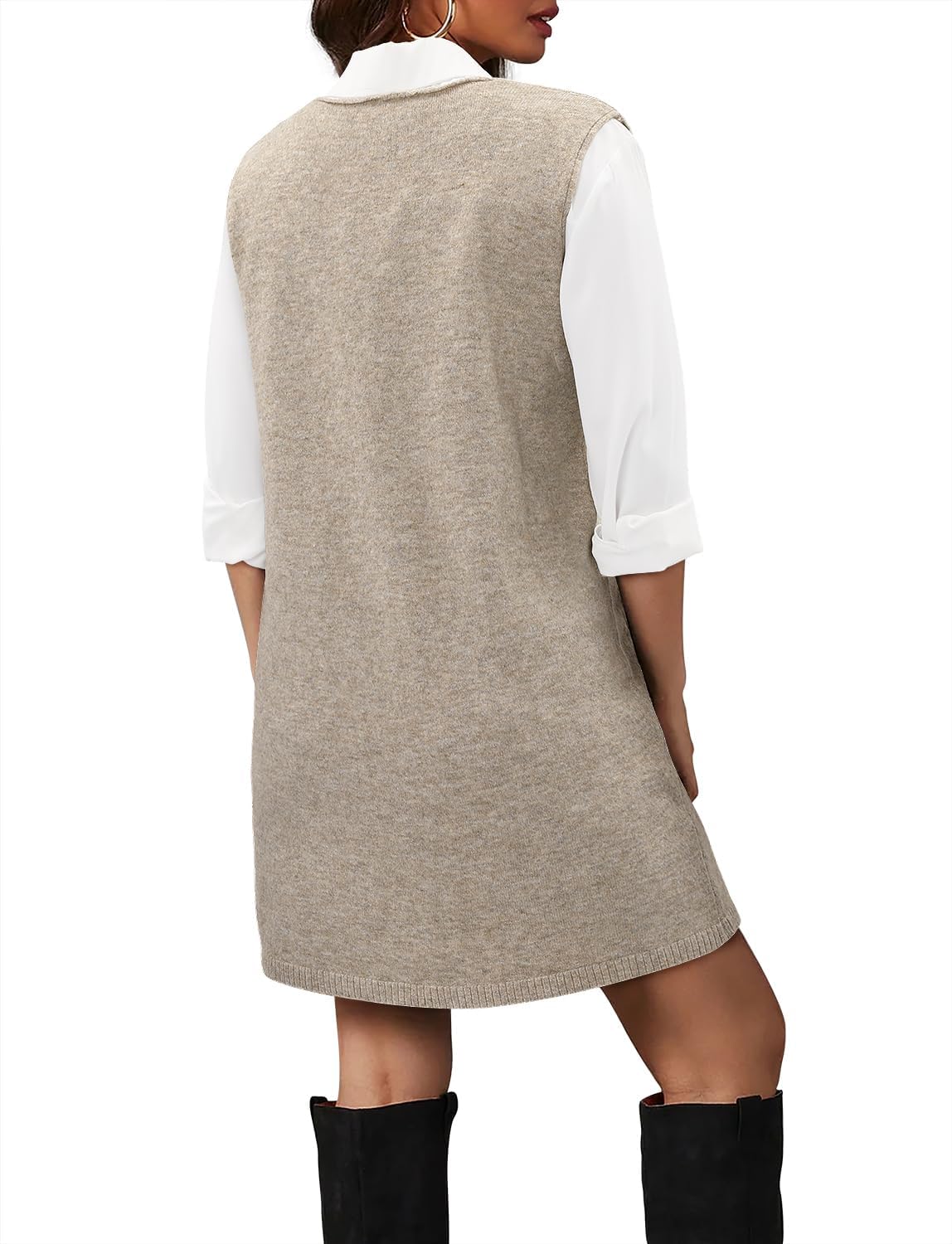 Thumbnail 5 de CHICZONE Women’s Sleeveless V-Neck Knit Midi Dress with Pockets