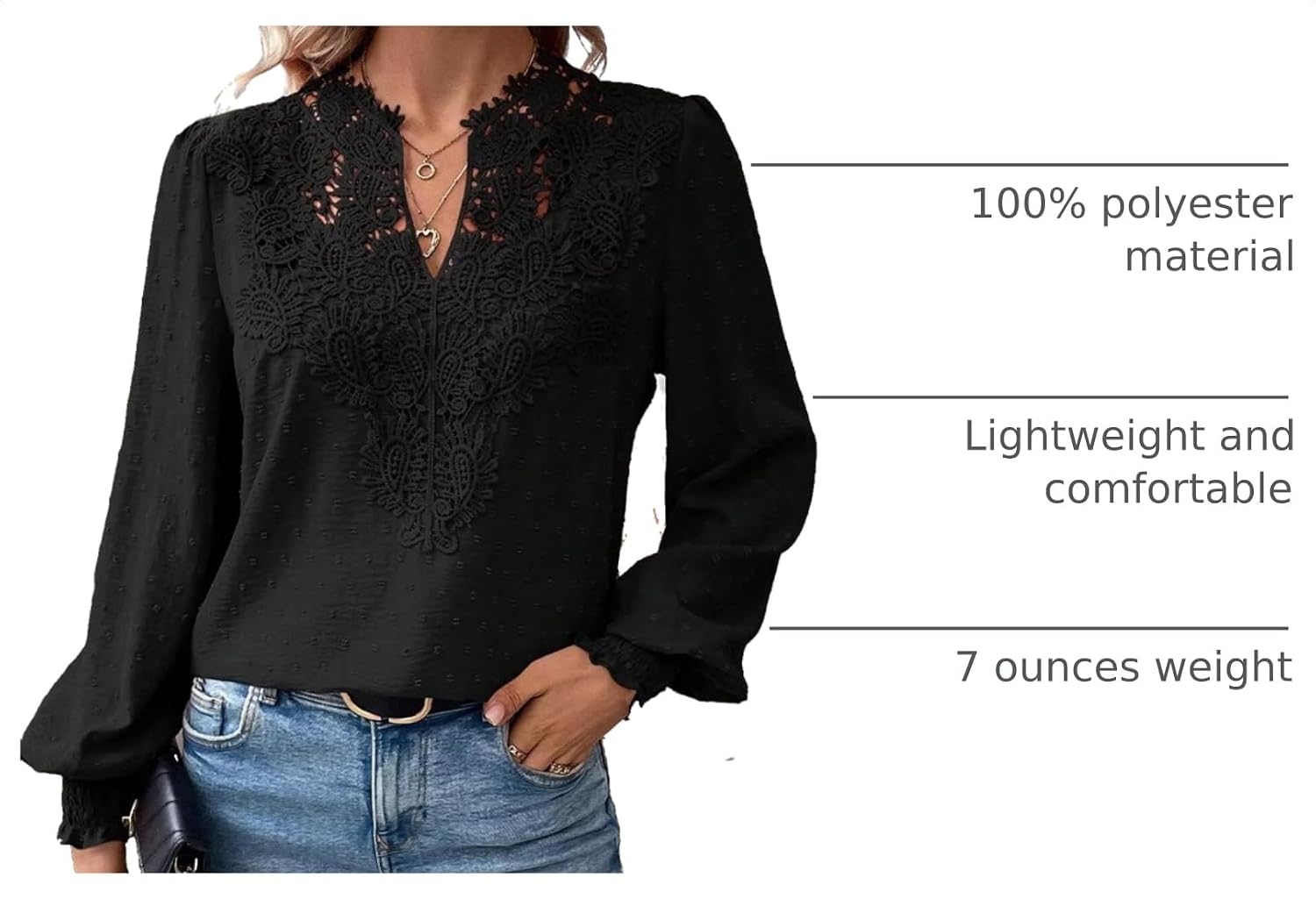 Thumbnail 3 de Womens Swiss Dot Boho V Neck Blouse 2026 🎀