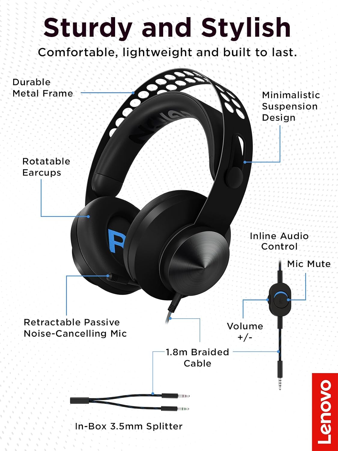 Detalle de Lenovo Legion H300 Stereo Gaming Headset