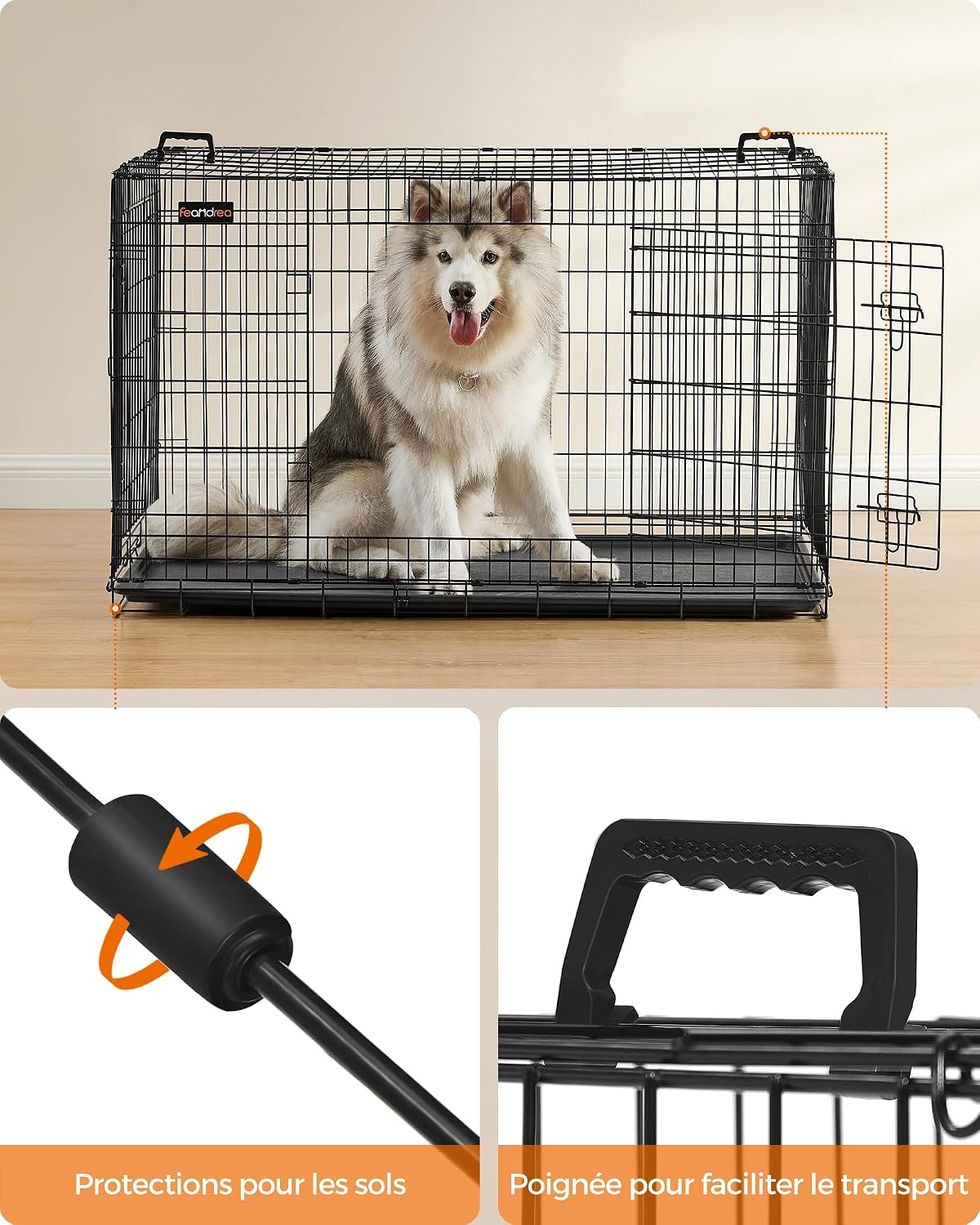 Thumbnail 6 de Feandrea PPD054B01 Cage pliable pour chien Taille XXXL 136 x 79 x 87 cm