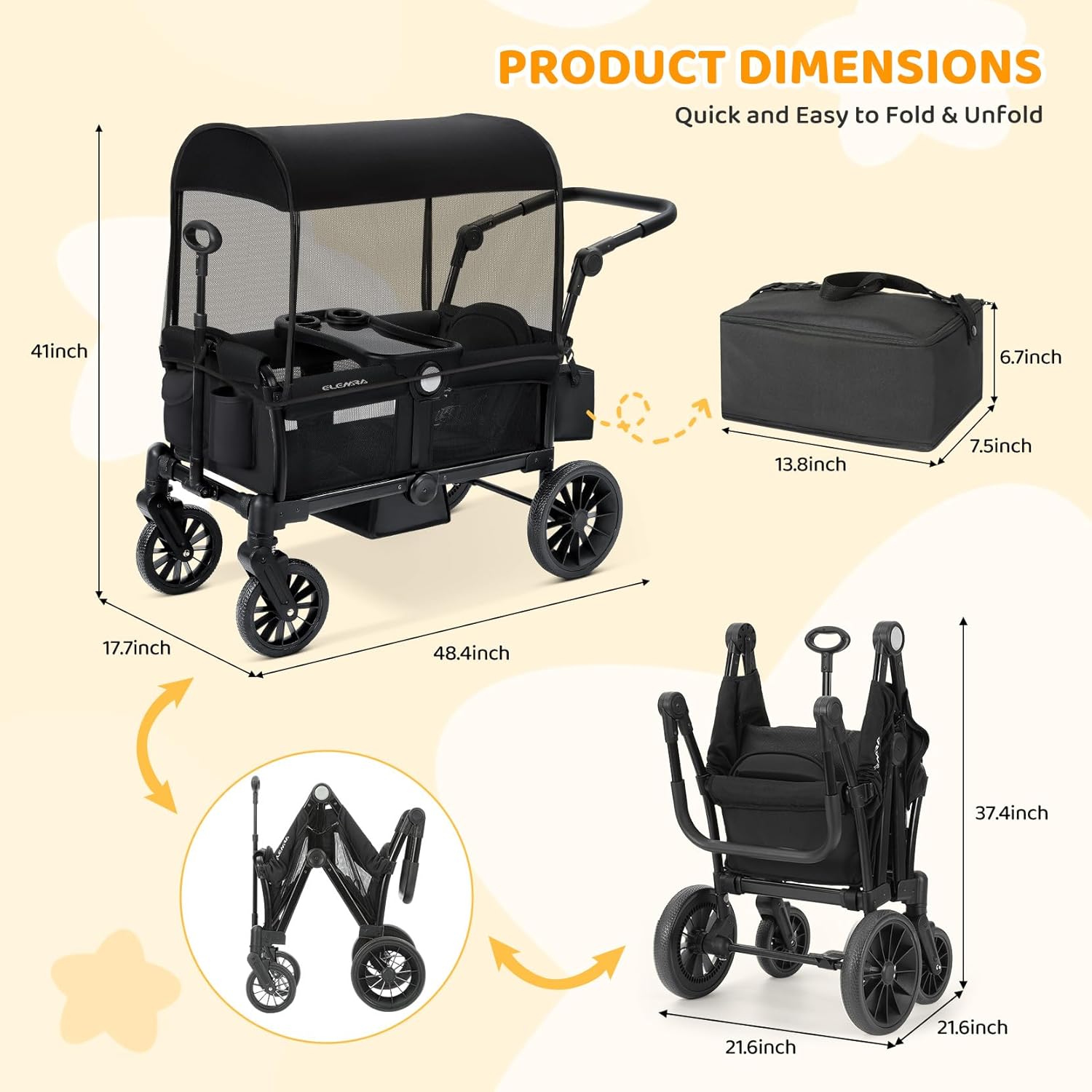 Thumbnail 1 de ELEMARA Stroller Wagon 110 lbs capacity