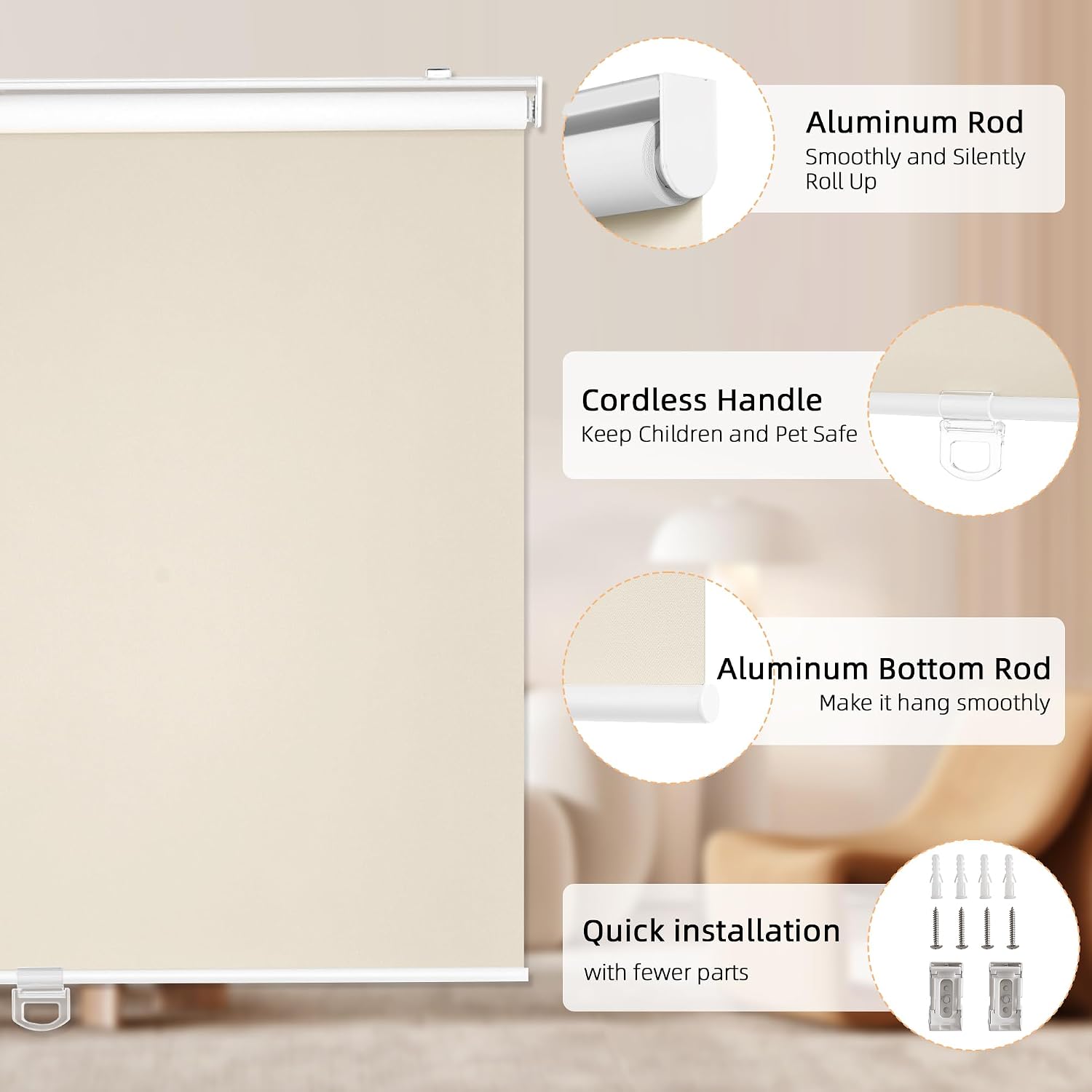 Thumbnail 5 de Cordless Blackout Roller Shades 35 x 72 in