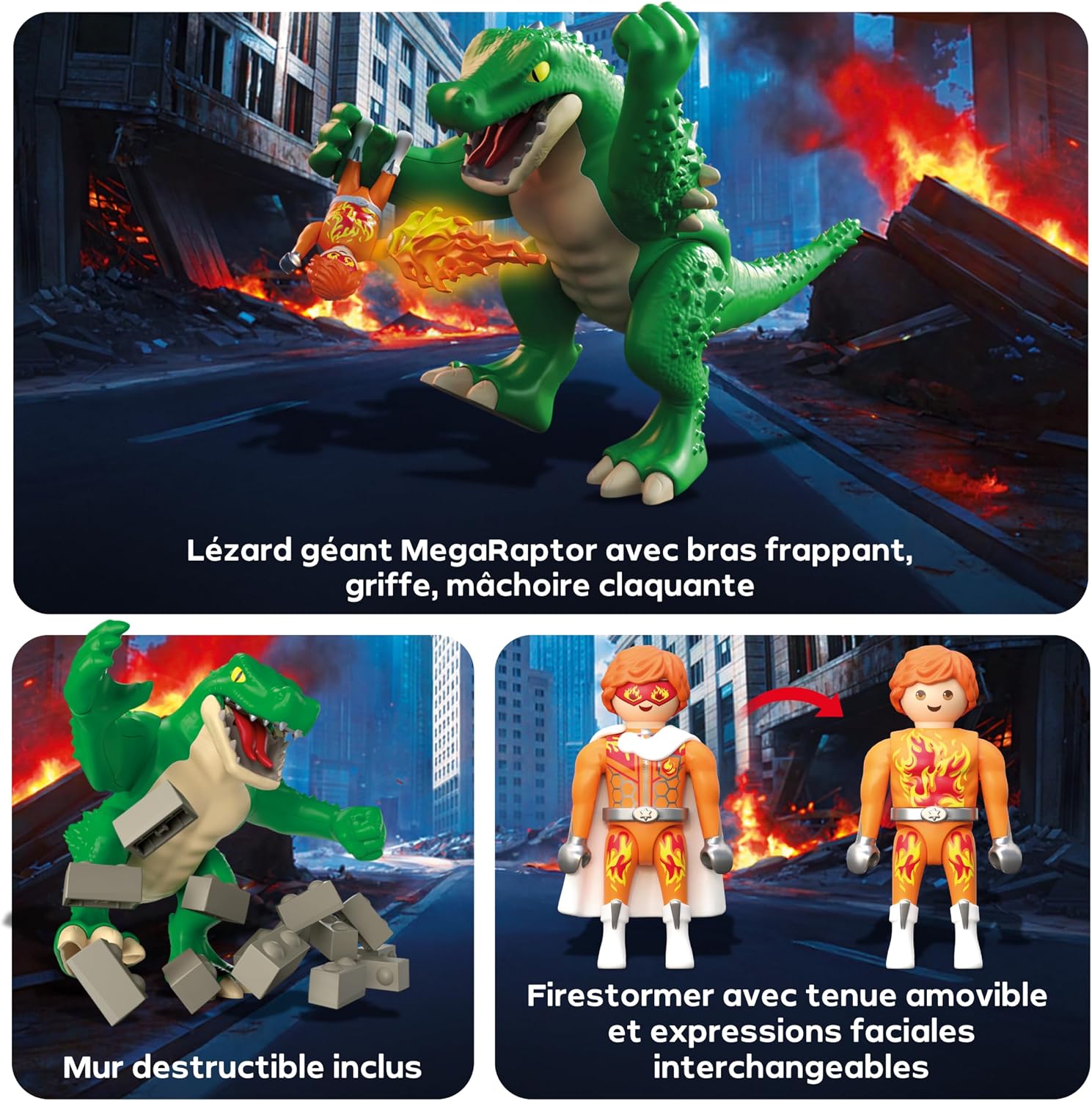 Detalle de Playmobil Heroes Tour des héros Showdown avec Le lézard géant (71831)