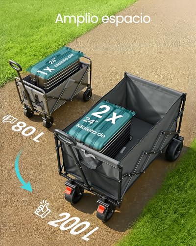 Thumbnail 7 de SONGMICS Carro Plegable para Jardín GFW201G101: carga de 180 kg y 200 L, ideal para exterior