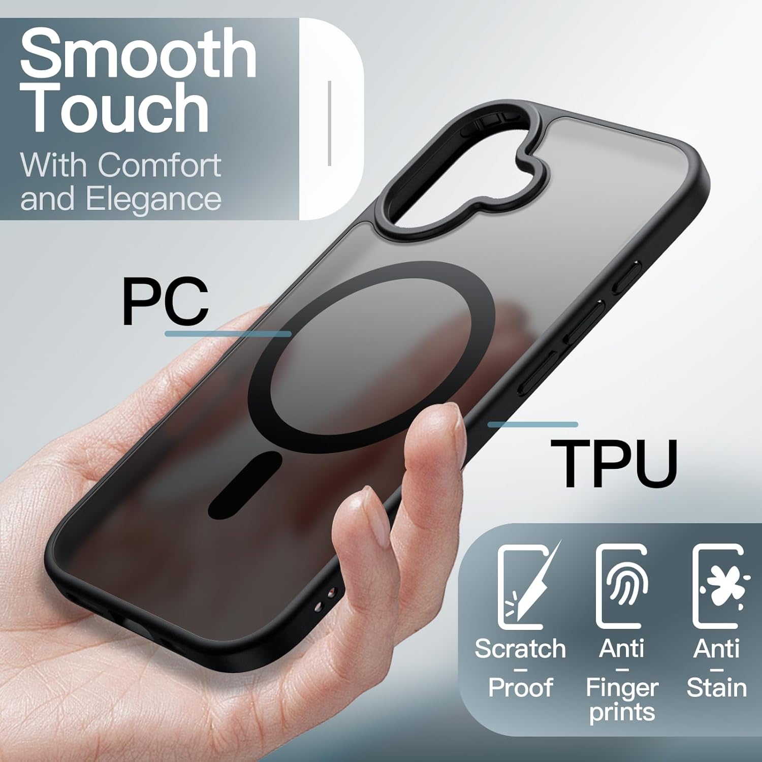 Thumbnail 4 de JETech Coque Magnétique pour iPhone 17 6,3 pouces – Étui Noir à Dos Translucide, compatible MagSafe