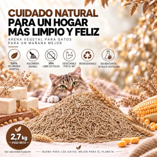 Detalle de Edipets Arena de Tofu para Gatos | Pack 4 x 10,8 kg (Sin perfume) - Arena aglomerante vegetal