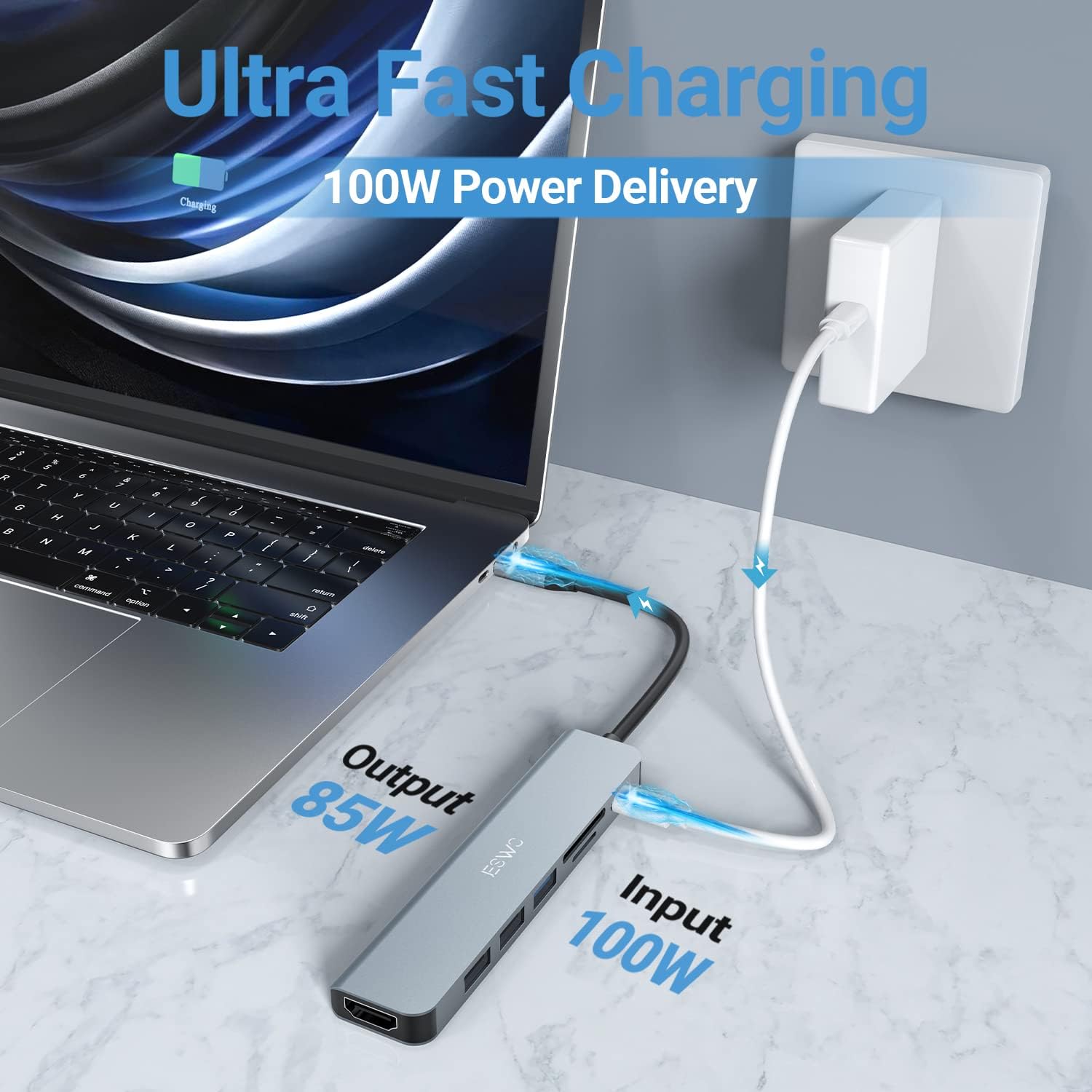 Thumbnail 6 de JESWO USB C Hub 7‑in‑1 with 4K HDMI and 100W PD 🔌