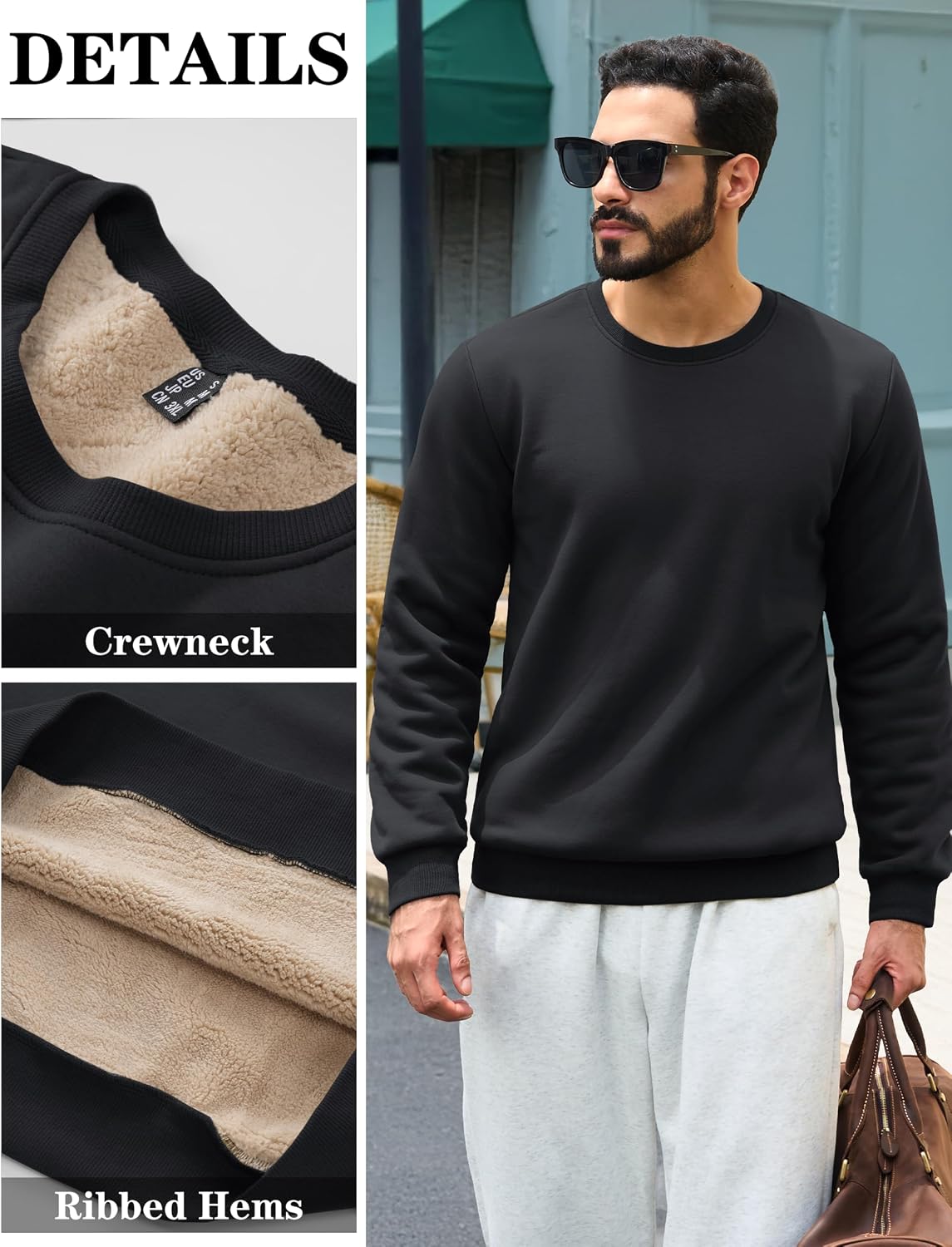 Thumbnail 4 de TACVASEN Sherpa‑lined Men's Fleece Pullover Jumper