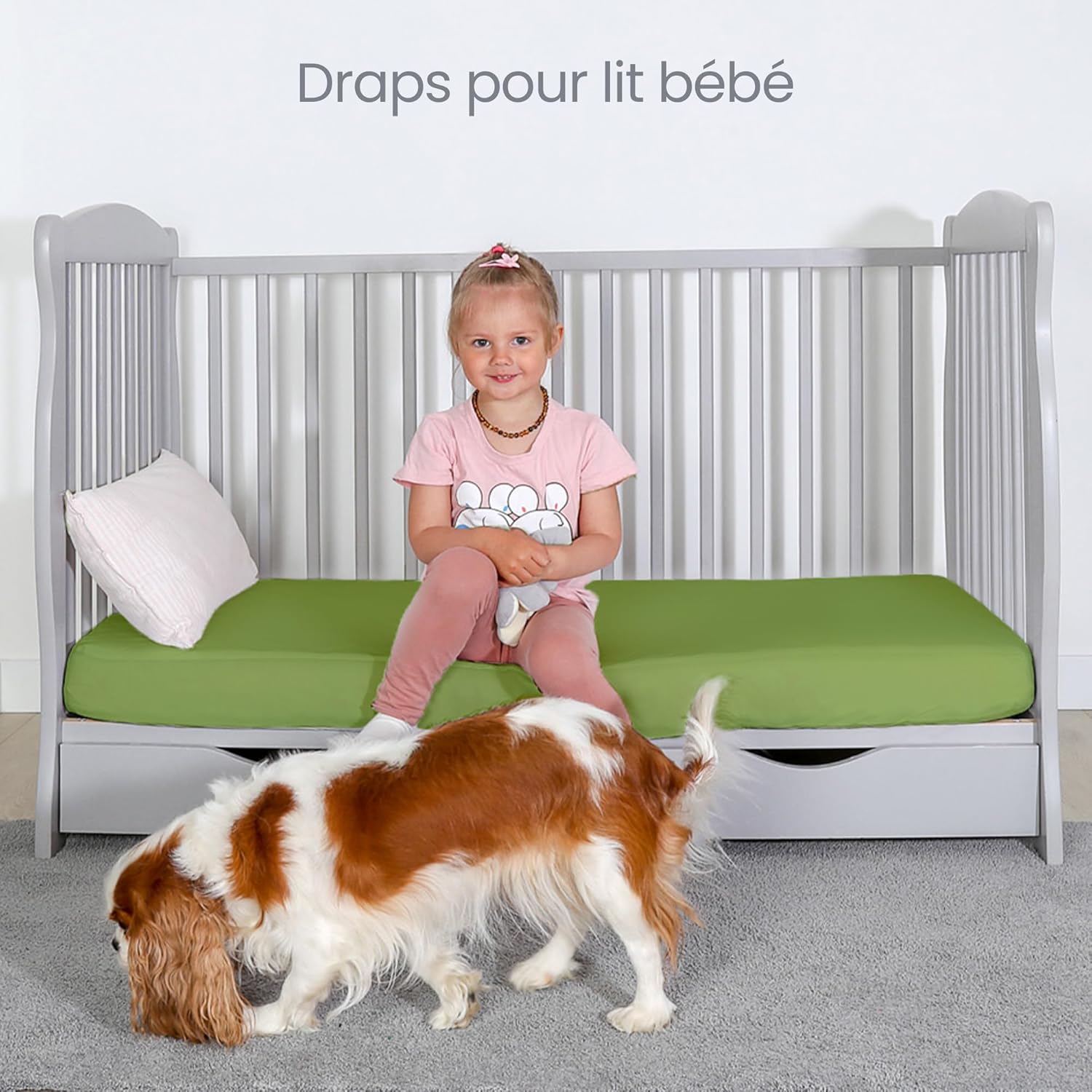 Thumbnail 6 de Drap Housse Comfier Sleep 70x140 Bebe – Lot de 2 en coton naturel 100% (Vert)