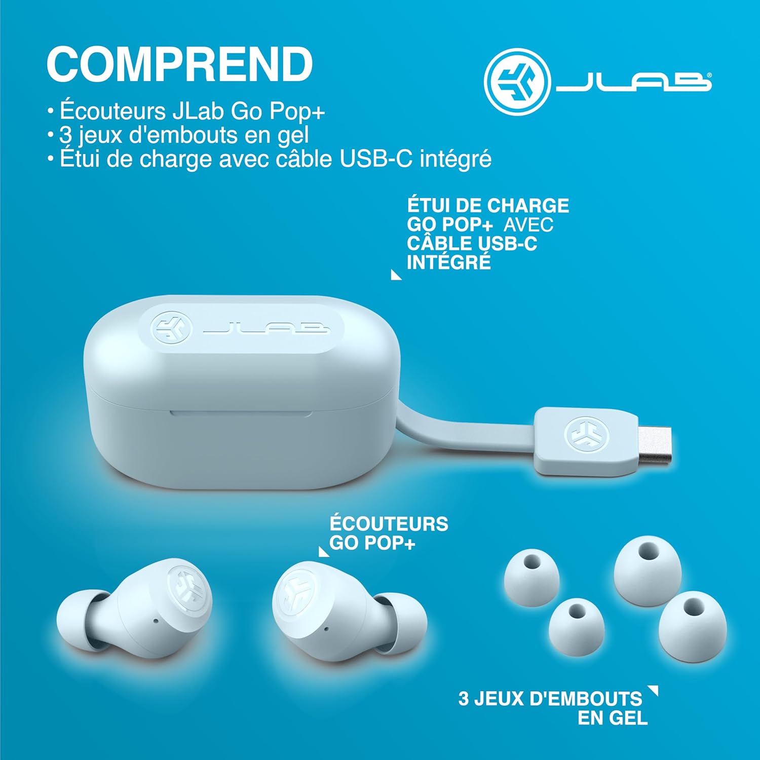 Thumbnail 6 de JLab Go Air Pop+ Écouteurs Bluetooth sans Fil — Autonomie 35+ heures, EQ personnalisable et app JLab