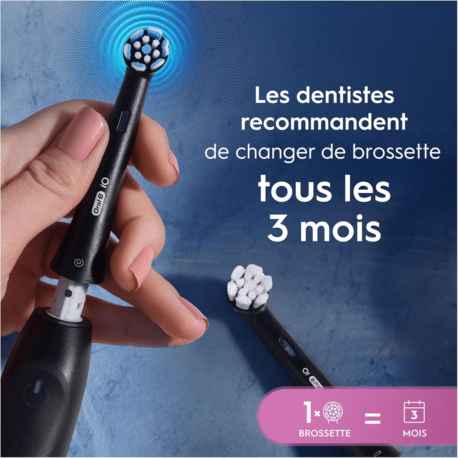 Detalle de Oral-B Brossettes de Rechange Gentle Care pour iO – lot de 8, Noires (4000 brins)
