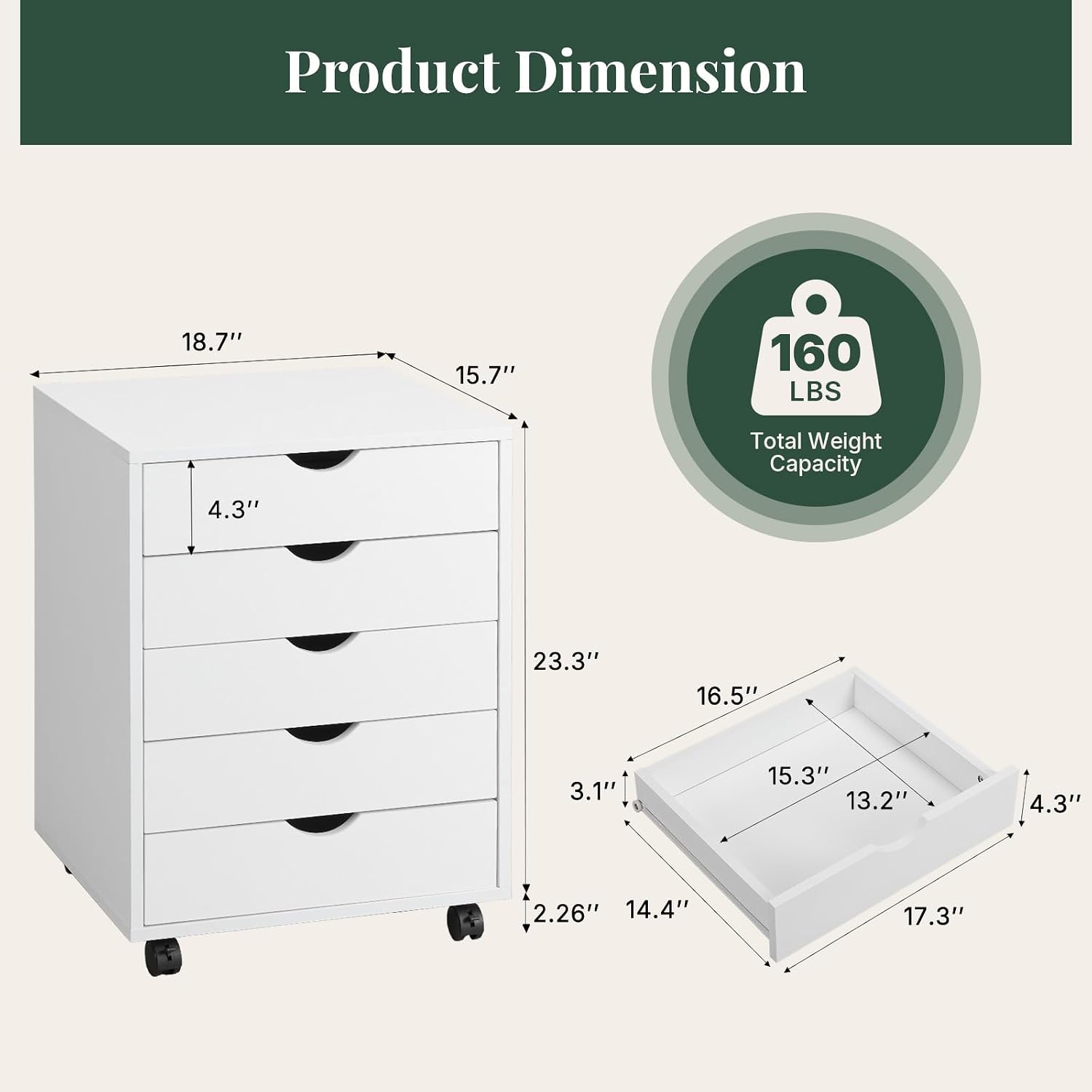 Thumbnail 2 de HAPPYMONT Mobile File Cabinet, 5 Drawers
