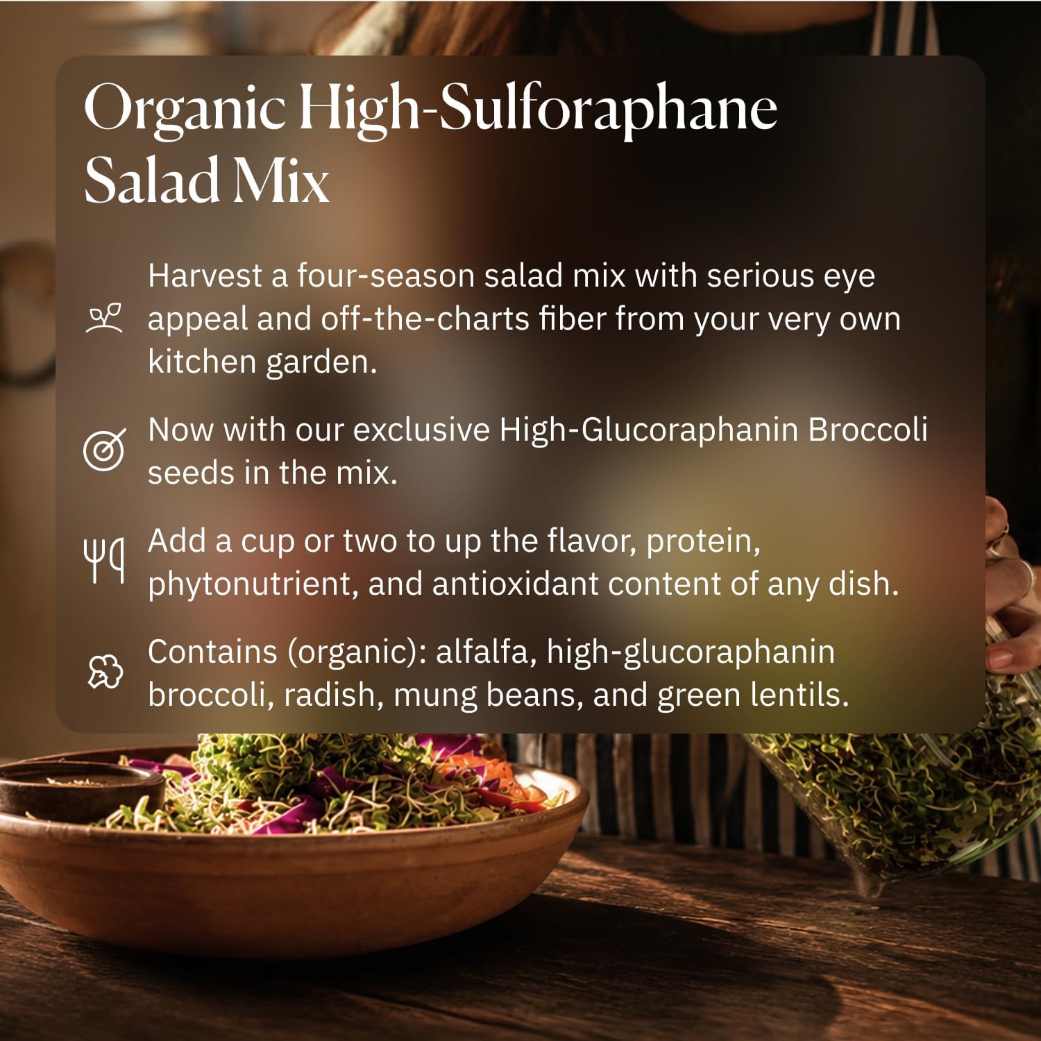Detalle de The Sprouting Company Jar Sprouting Kit with 8 oz Organic Salad Mix Seeds