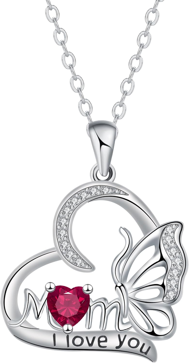 Detalle de Arrebol Collier pour Femme en Argent Sterling 925 – Pendentif cœur papillon, réglable 45 cm + 5 cm