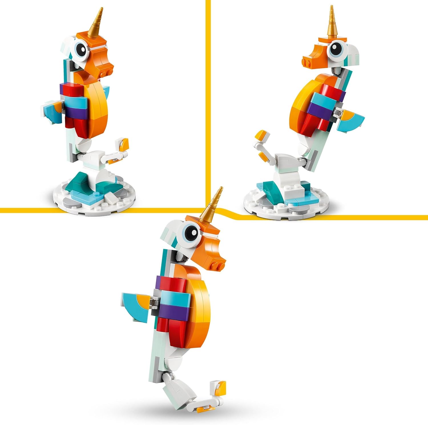Thumbnail 3 de LEGO Creator 3 en 1 Unicornio Mágico (31140): unicornio transformable en caballito de mar o pavo real