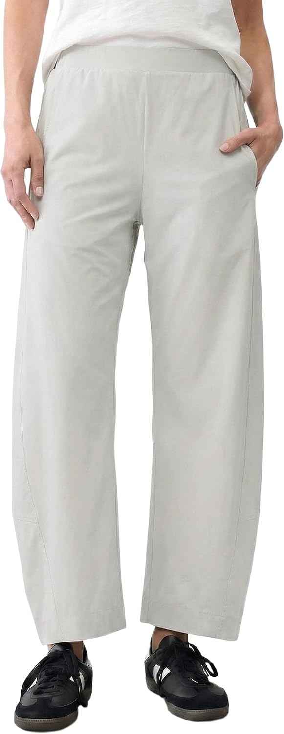 Detalle de LOMON Barrel Pants for Women: Hidden Elastic Quick Dry Travel Crop Wide Leg Trousers with Pockets