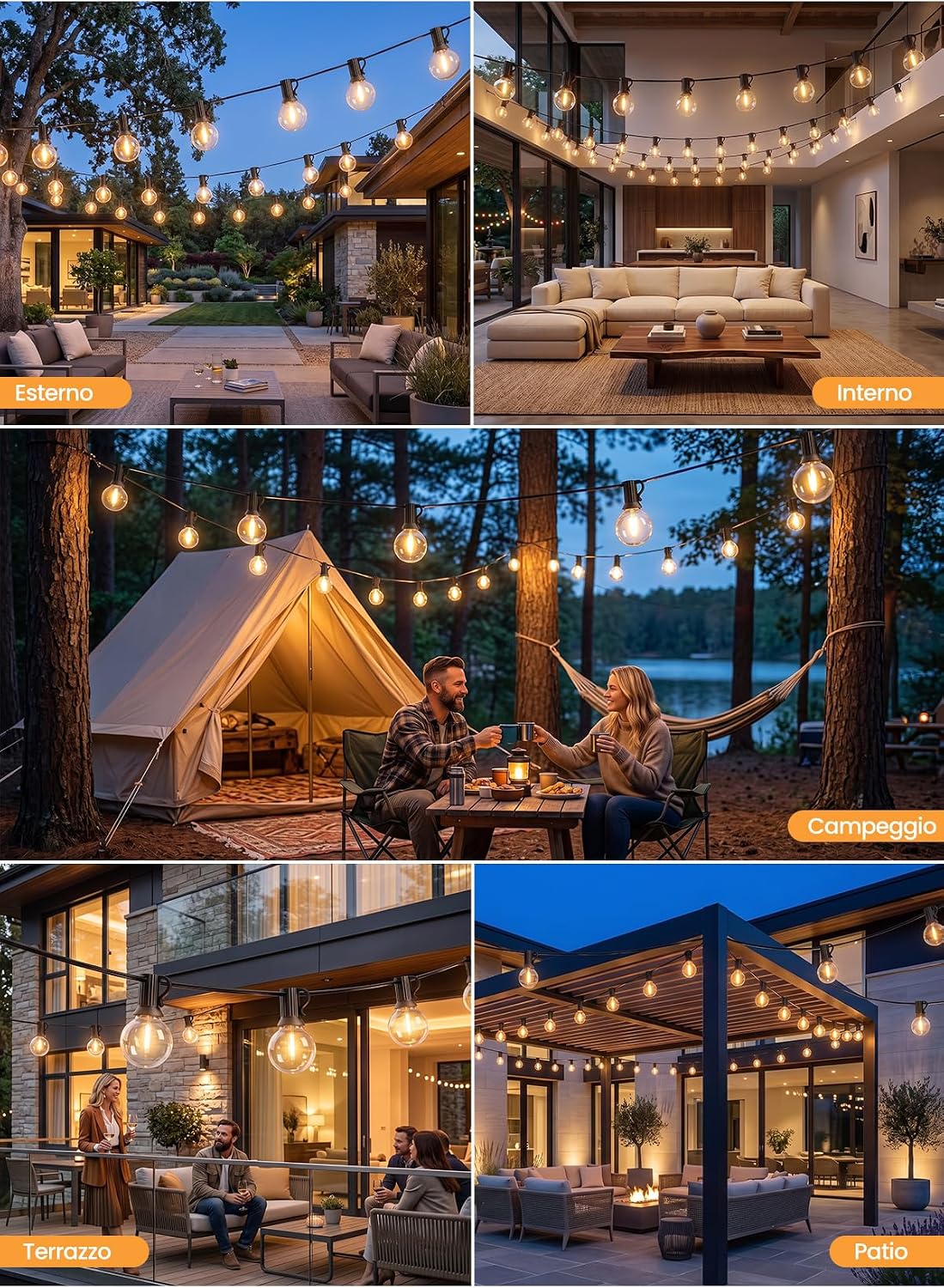 Thumbnail 6 de Yuucio Catena Di Luci a Energia Solare per Esterni (15 m, 25+1 LED G40, IP45/IP65, 2700K) – Decorazione solare per giardino e feste
