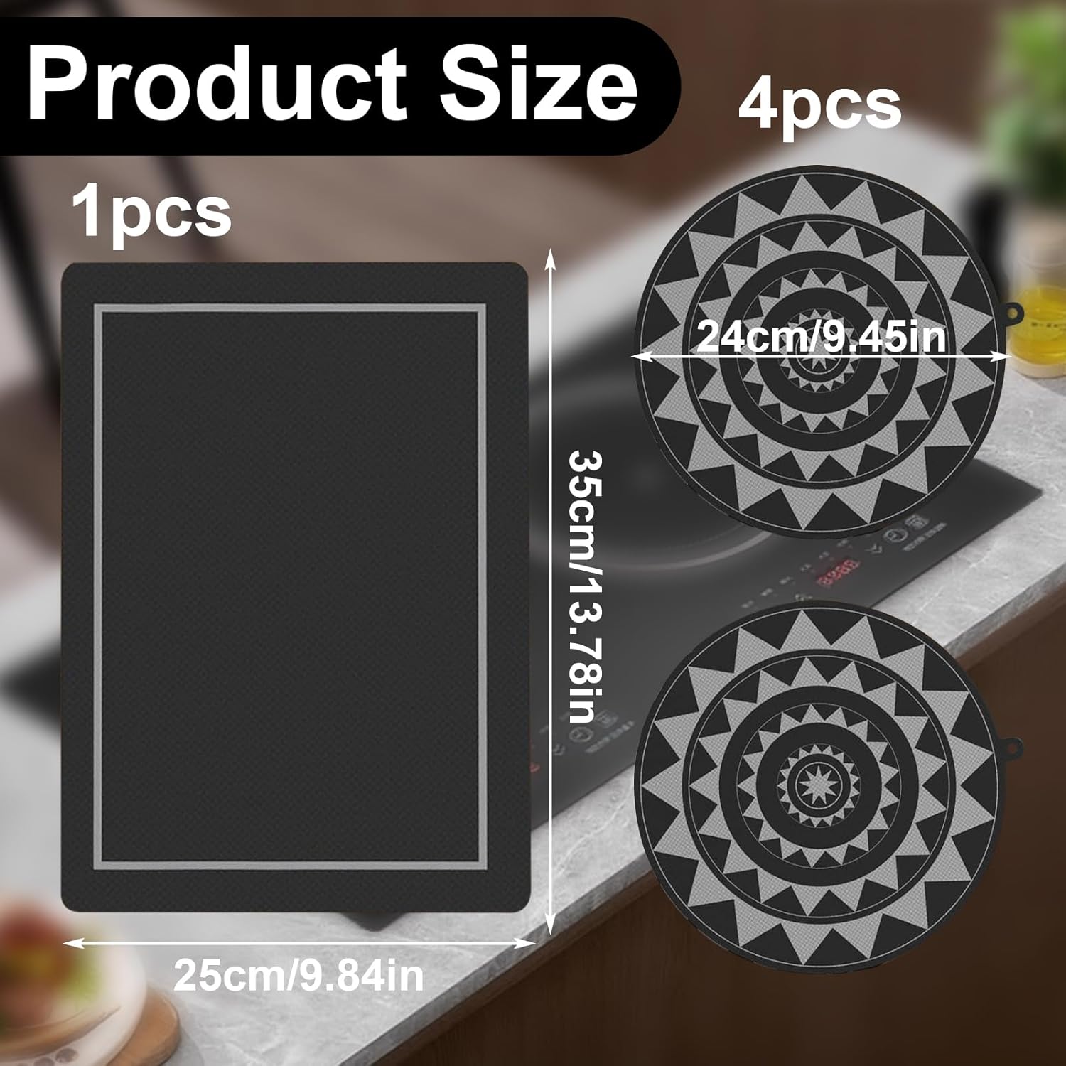 Thumbnail 1 de Induktionsmatte & Kochfeld Abdeckungsschutzset – 0,7 mm Silikon, hitzebeständig bis 240°C, rutschfest & spülmaschinenfest