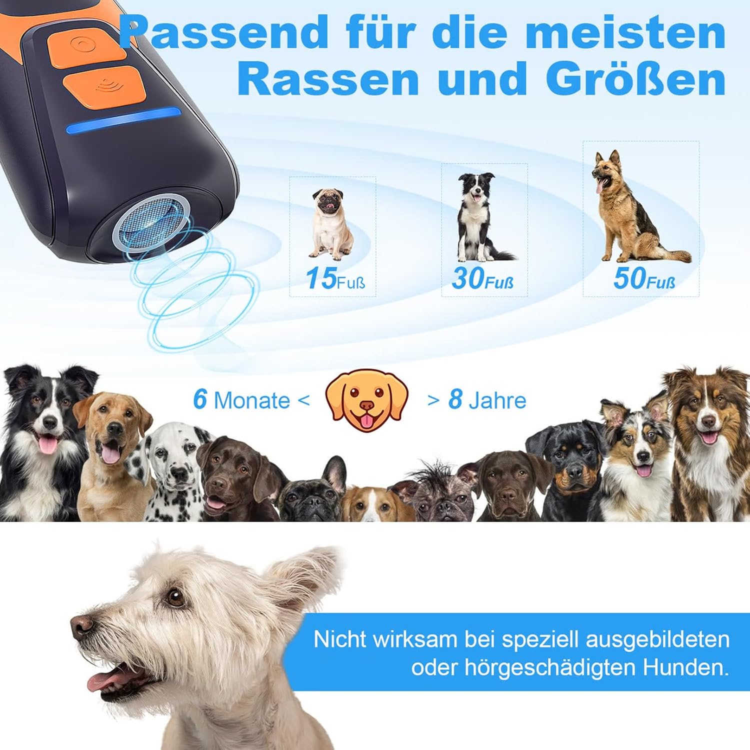 Detalle de Honey Paws Anti Aboiement Chien Ultrason Puissant – Dissuasion discret et efficace jusqu’à 15 m