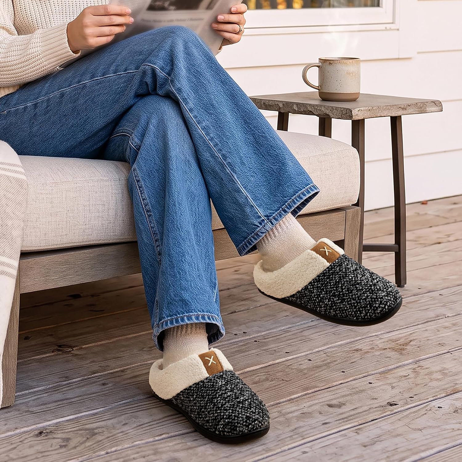 Thumbnail 2 de ULTRAIDEAS Ladies' Cozy Memory Foam Slippers with Fleece Lining and Anti-Slip Sole