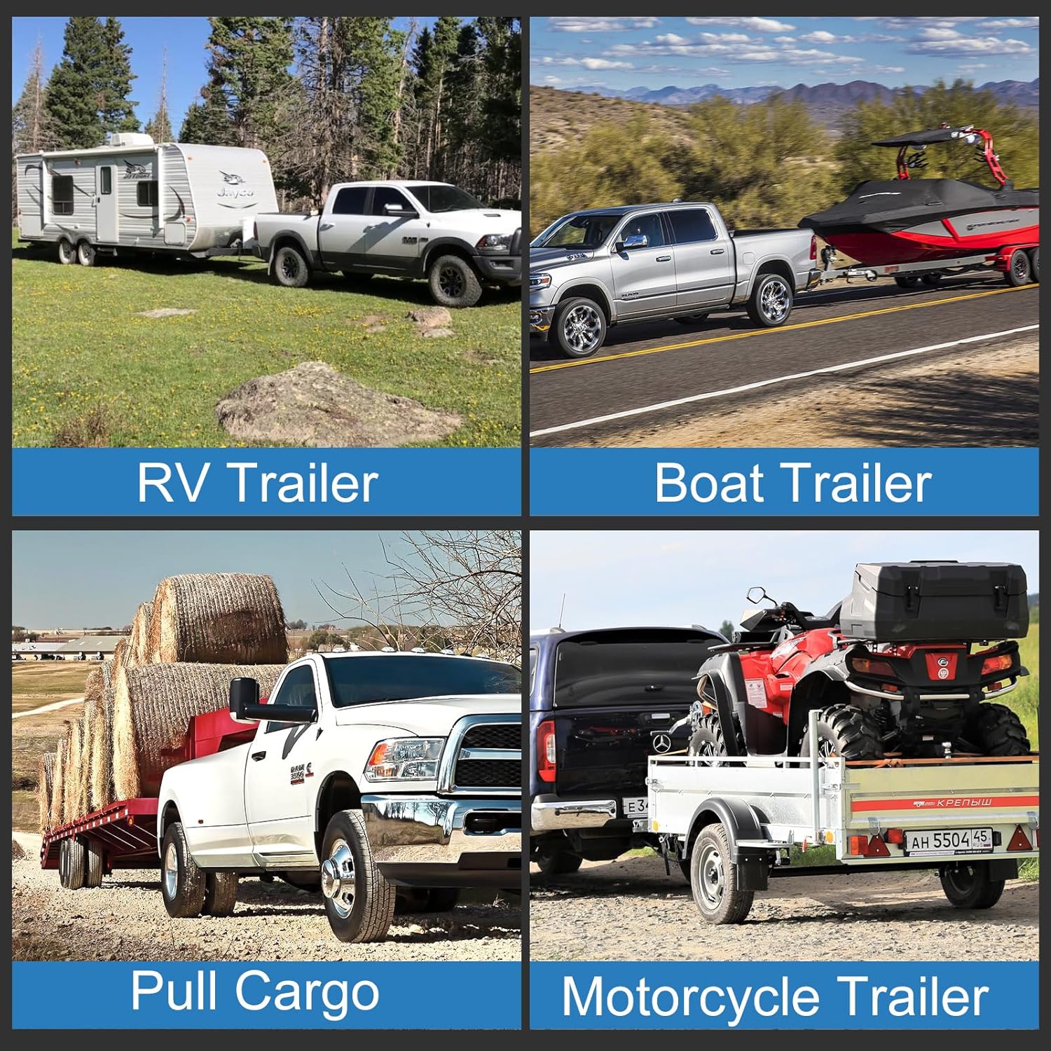 Thumbnail 5 de Vullteeon 8-Inch Adjustable Drop Hitch Ball Mount for 2.5-Inch Receiver with Dual 2" & 2-5/16" Chrome Balls (18,500 LBS GTW) & Anti-Theft Pins