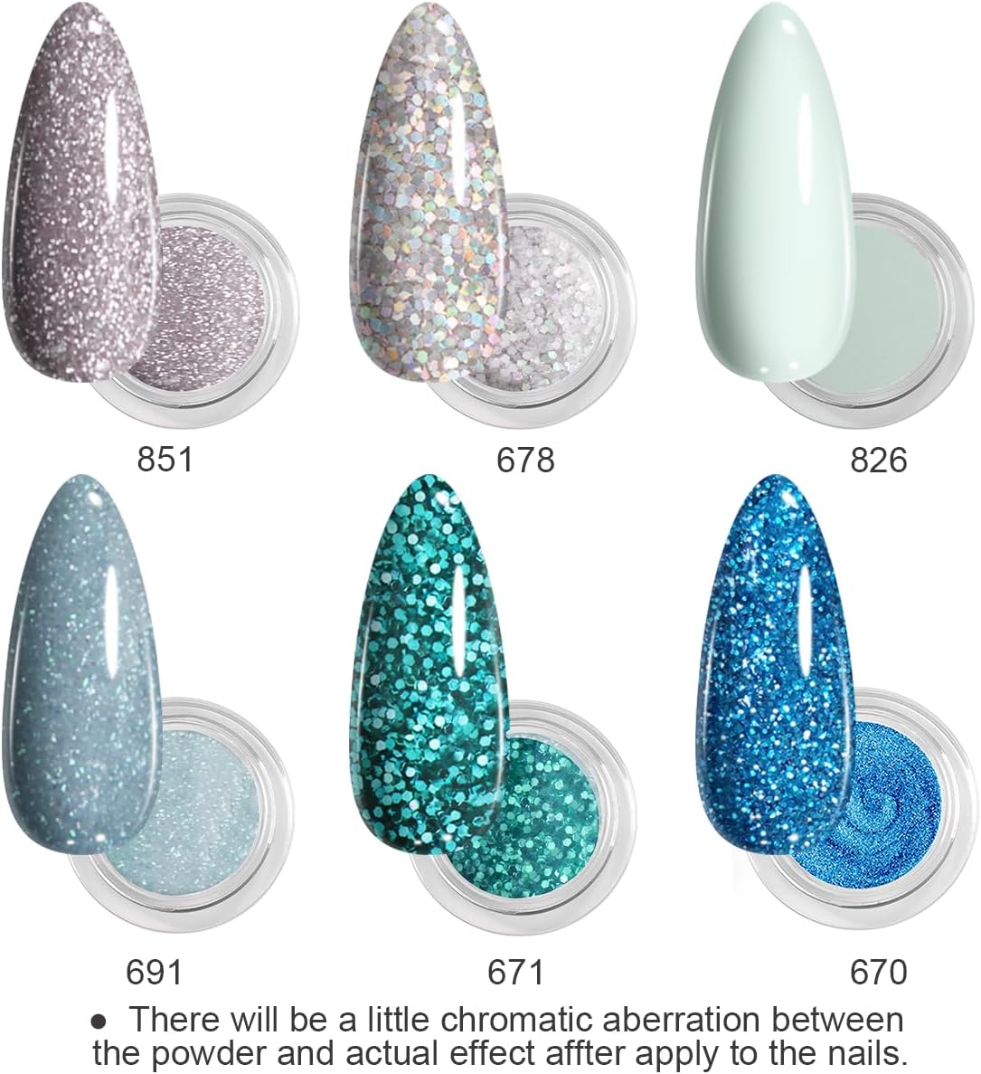 Thumbnail 1 de 15 Pcs Dip Powder Nail Kit Summer Outing Manicur Set – Icy Blue, Mint Green & Silver Glitter