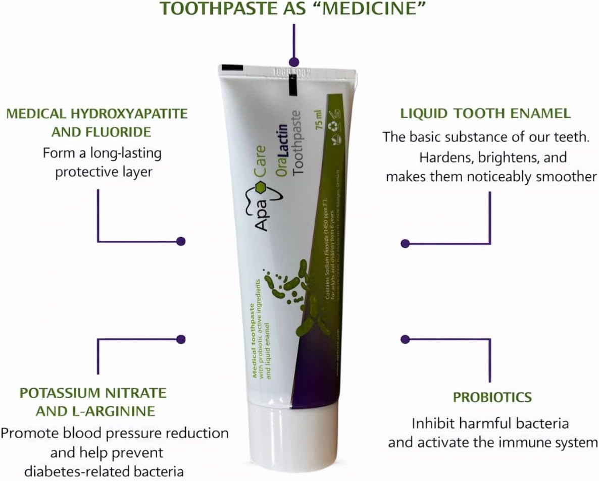 Detalle de Dentifricio rimineralizzante OraLactin con smalto liquido e fluoro – 3x75 ml