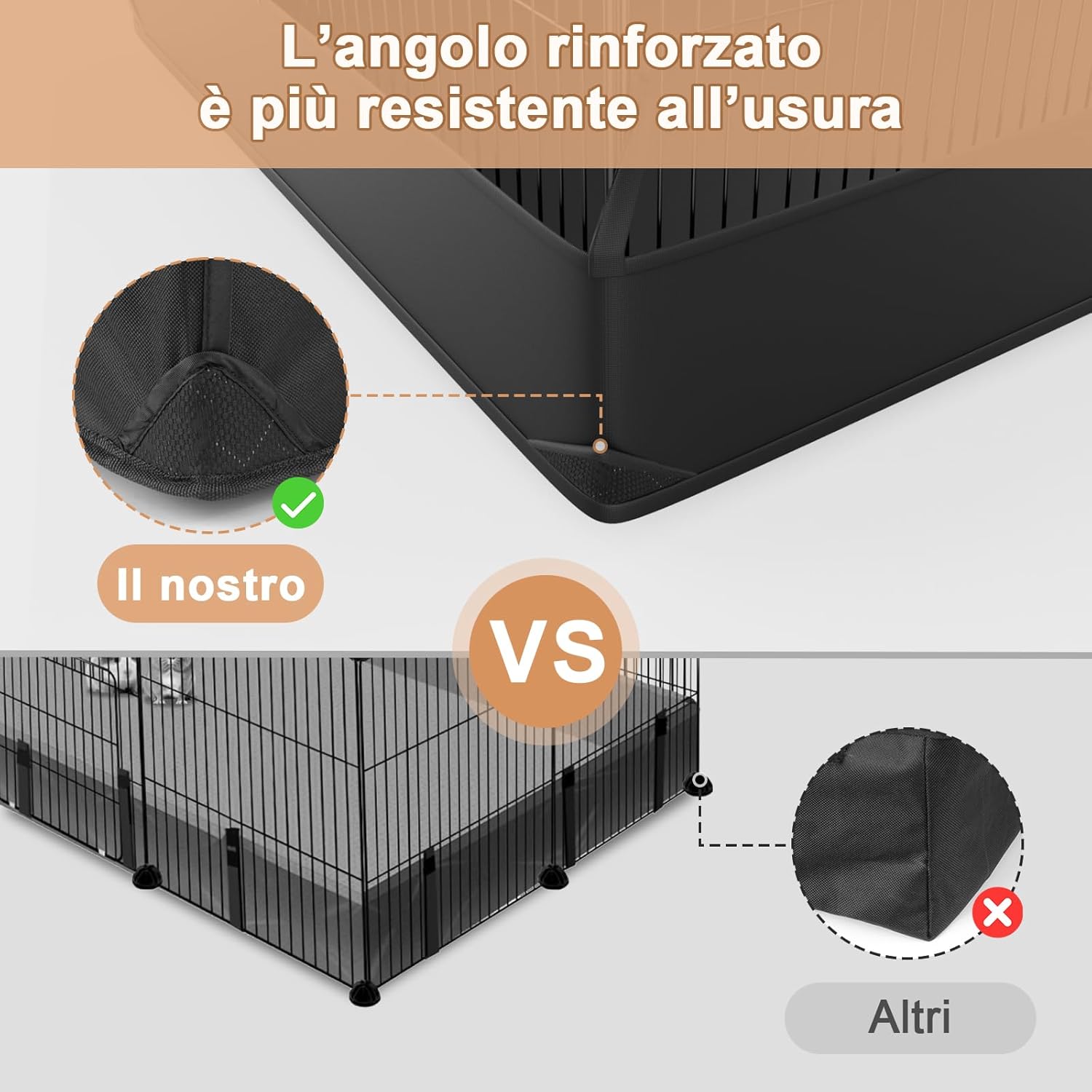 Detalle de Aystkniet Gabbia Coniglio Nano da Interno con Rivestimento Impermeabile sul Fondo – Recinto 122 × 60 × 40 cm