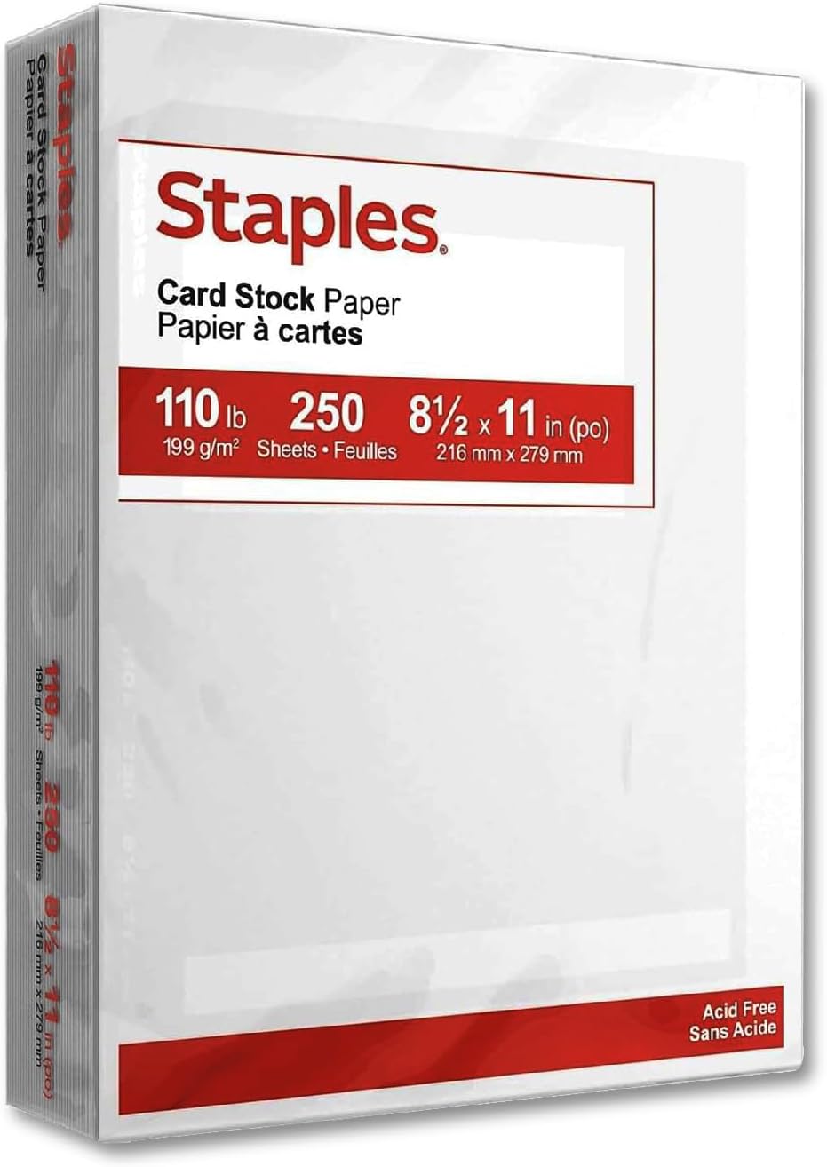 Detalle de Staples Cardstock Paper, 8.5 x 11 in, Matte White, 110 lb, 250 Sheets